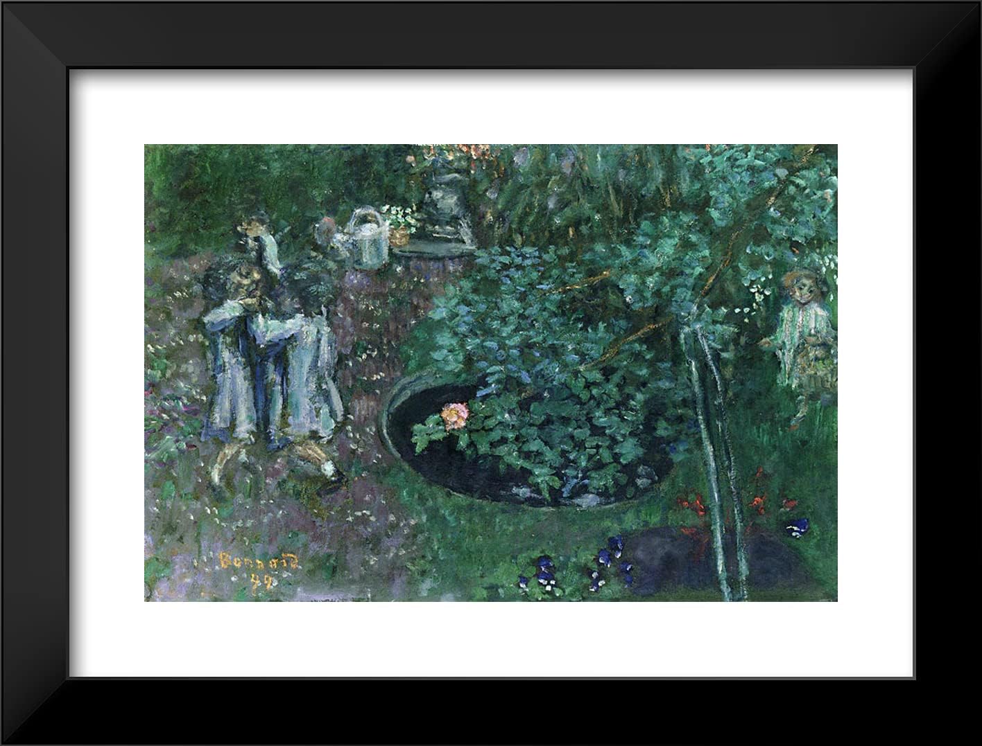 ArtDirect Bonnard, Pierre 24x19 Black Modern Framed Art Print Titled: Children Playing in a Garden