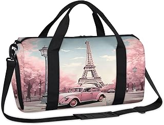 Kids Duffel Bag - Pink Paris Ccity Sports Gym Bags for Boys Girls,Duffle Tote with Shoe Compartment,Toddler Weekender Carry-On Sleepover Bags for Travel Gym Sport