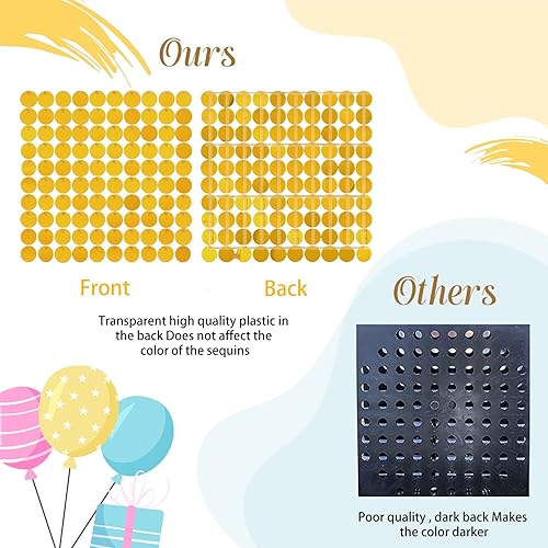 Miniatura 5 de Telón de fondo de pared dorado brillante, 24 paneles con purpurina, telón de fondo redondo de lentejuelas, decoración de pared para boda, despedida