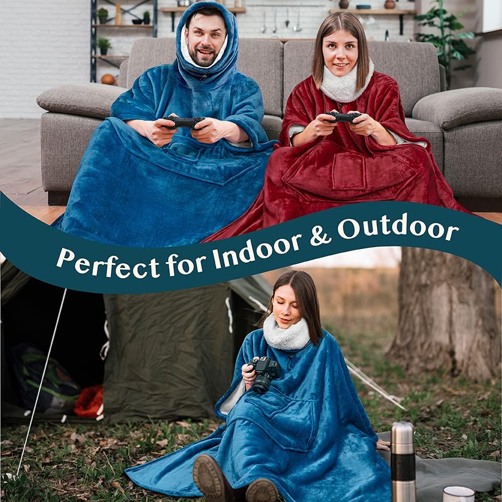 PAVILIA Wearable Blanket Poncho Women Men, Oversized Hoodie Sweatshirt Sweater Neck Warmer, Fleece Soft Hug Sleep Pod Adult - Image 6