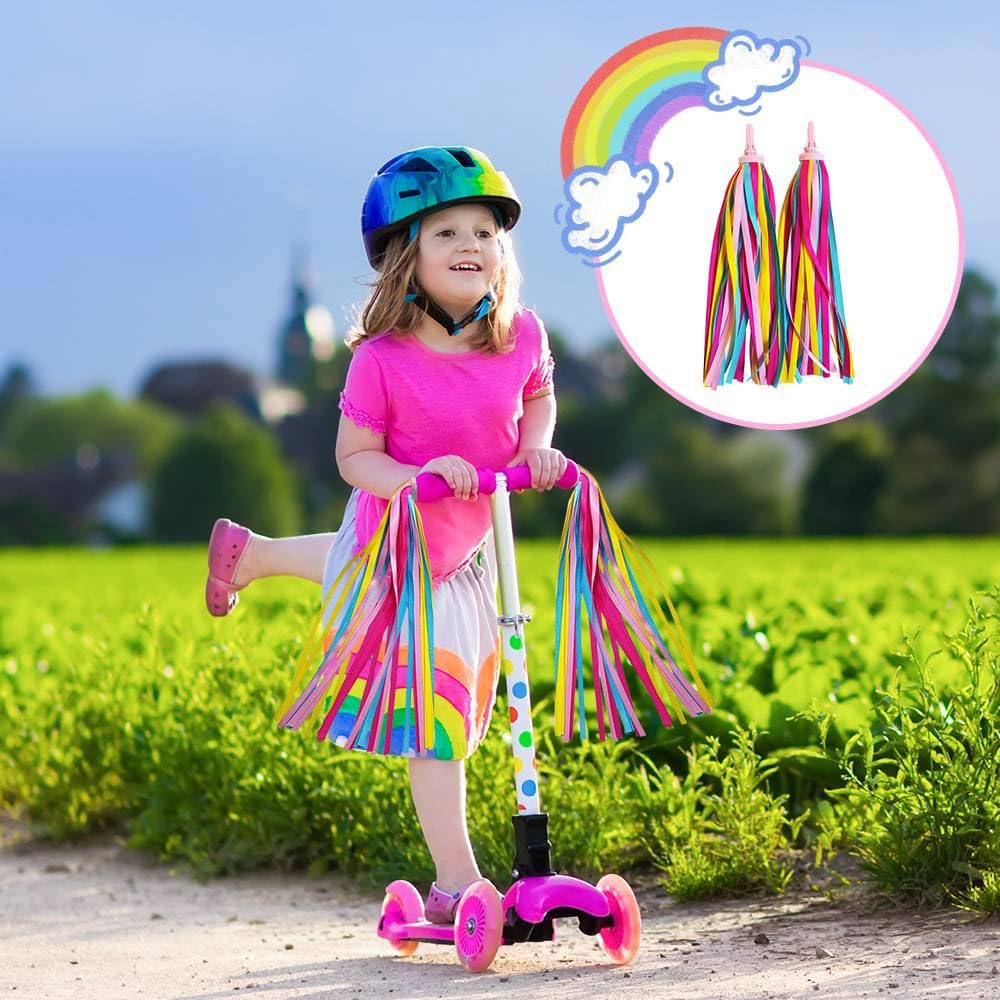 Stelle Filanti Bici Bambino,1 Paia di Nappe per Bicicletta per Bambini, Frange per Manubrio Bici,Decorazioni per Bicicletta,Frange per Manubrio,Accessori Scooter per Bici Bambini Monopattino (Rosa)