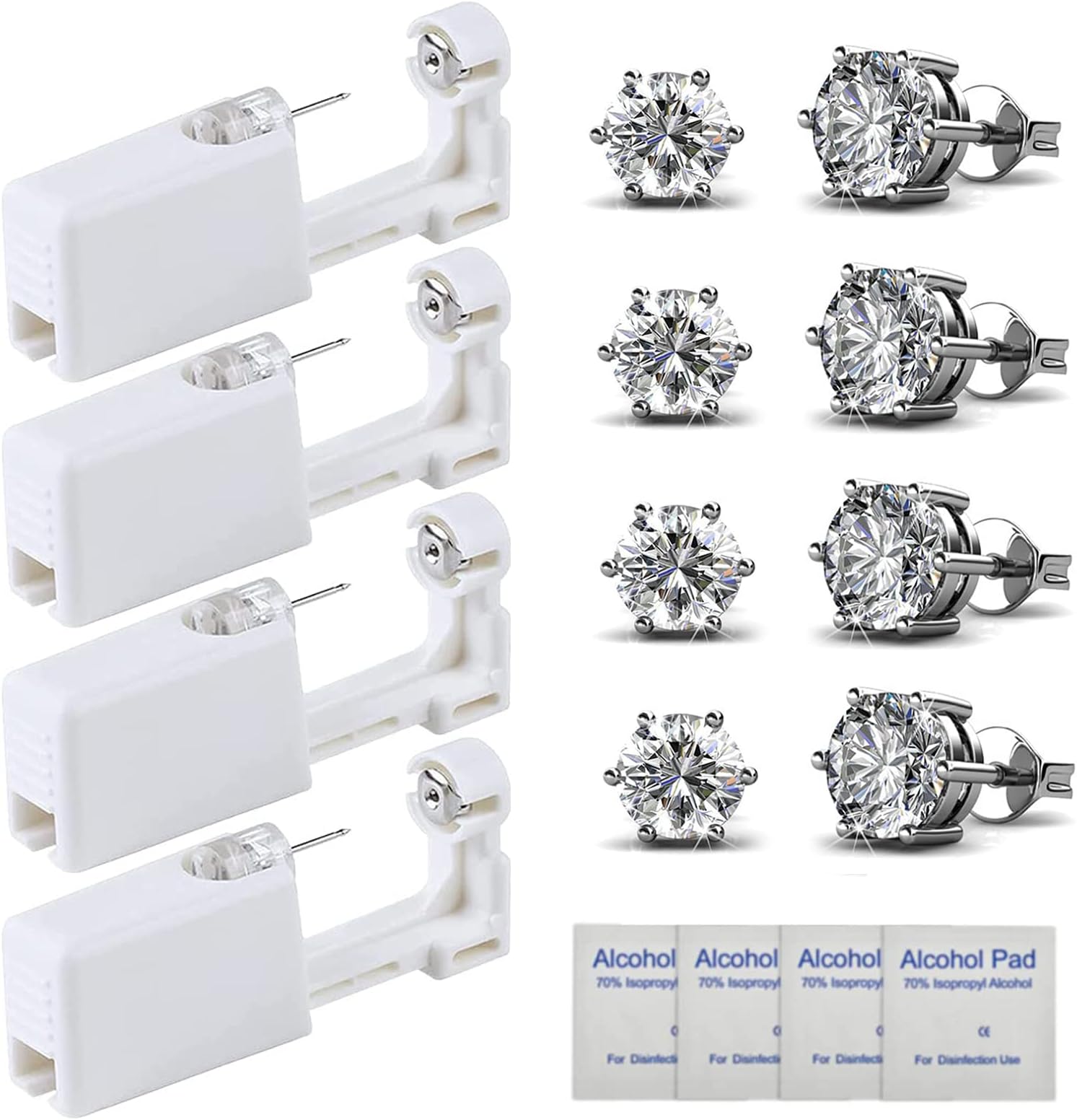 HYJLPAF Ear Piercing Kit - 4 Pack Disposable Self Piercing Gun with 5mm Silver Earring Studs
