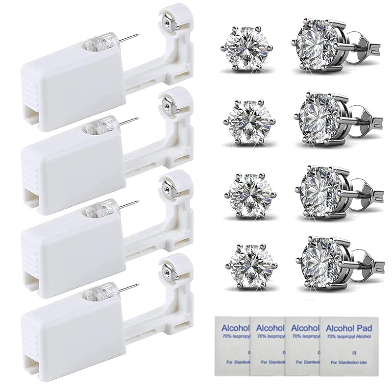 Kit para Piercing de Orelha HYJLPAF com 4 unidades e Brincos de 5 mm