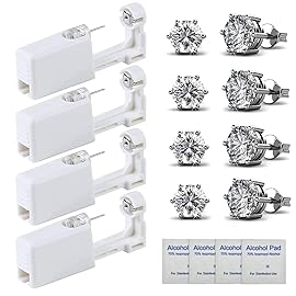 HYJLPAF Ear Piercing Kit - 4 Pack Disposable Self Piercing Gun with 5mm Silver Earring Studs