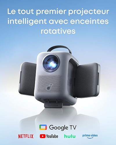 Projecteur intelligent soundcore Nebula P1i, home cinéma Wi-Fi et Bluetooth, enceintes rotatives, Dolby Audio 2.0, 380 lumens ANSI, 1080p Full HD, objectifs en verre, double stéréo 10 W, GTV, portable - 2