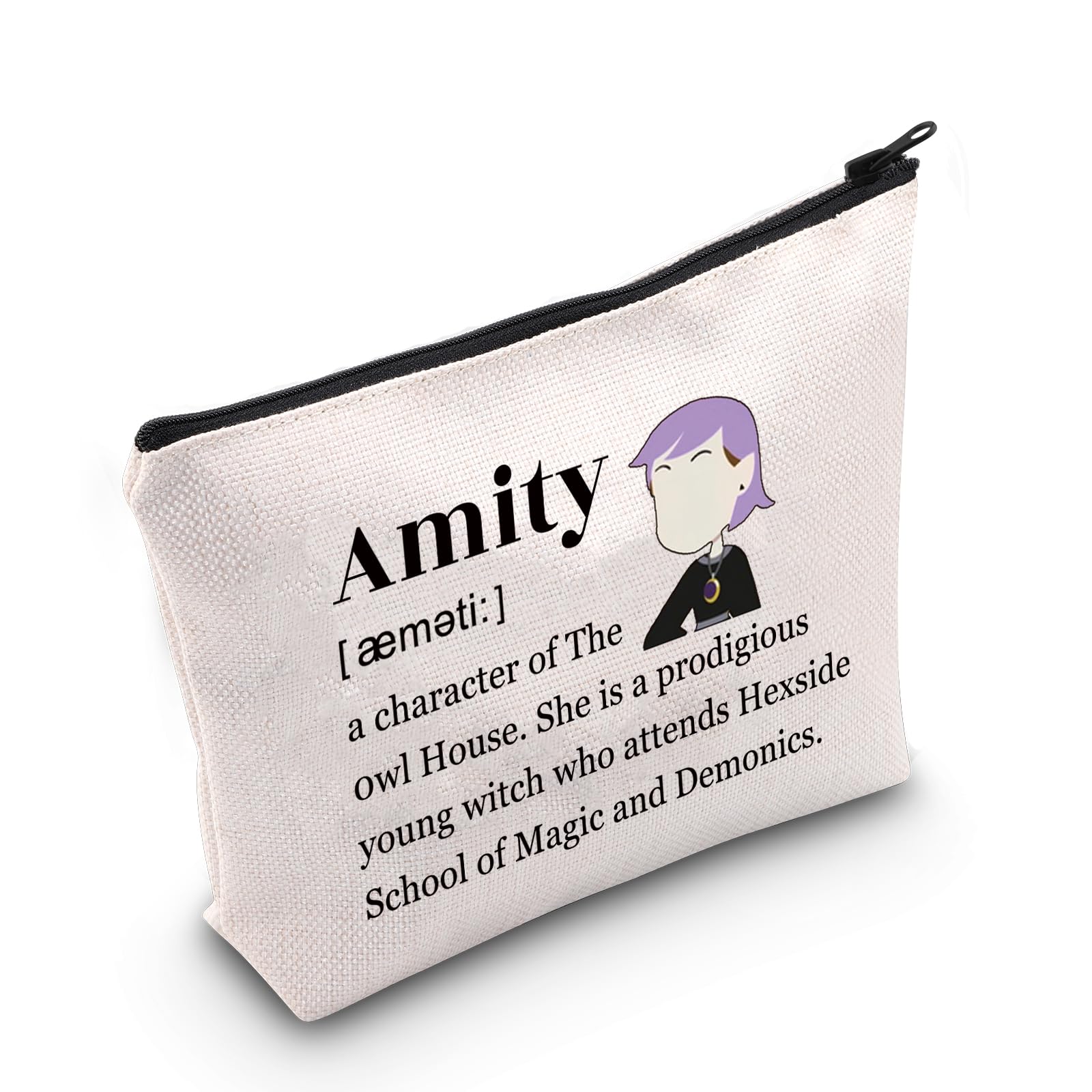 MEIKIUP The Owl House Inspired Makeup Bag Owl House Friends Group Gift The Owl House Fan Travel Toiletry Bag Hexside School of Magic and Demonics, Amity a character Bag, 现代