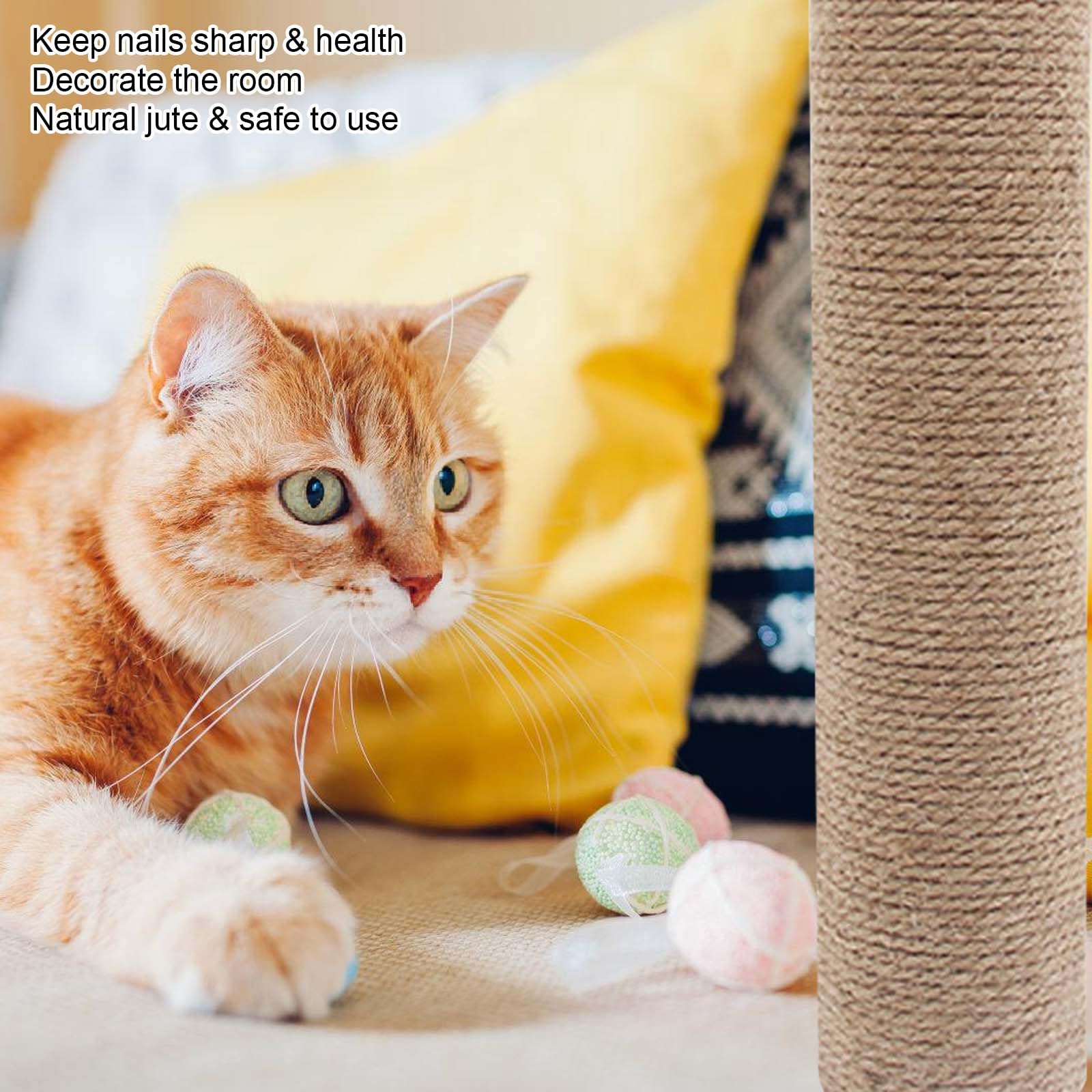 2 rascadores de repuesto para gatos, longitud de 40 cm, árbol rascador de sisal natural, columna rascador con tornillos M8, piezas de repuesto para renovación, manualidades
