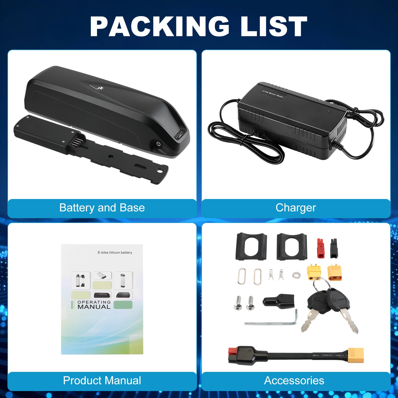 36V 13AH Batería Bicicleta Eléctrica con Cargador, Batería Ebike Bateríe Hailong con 4 Pin Placa Base para 36V Motor