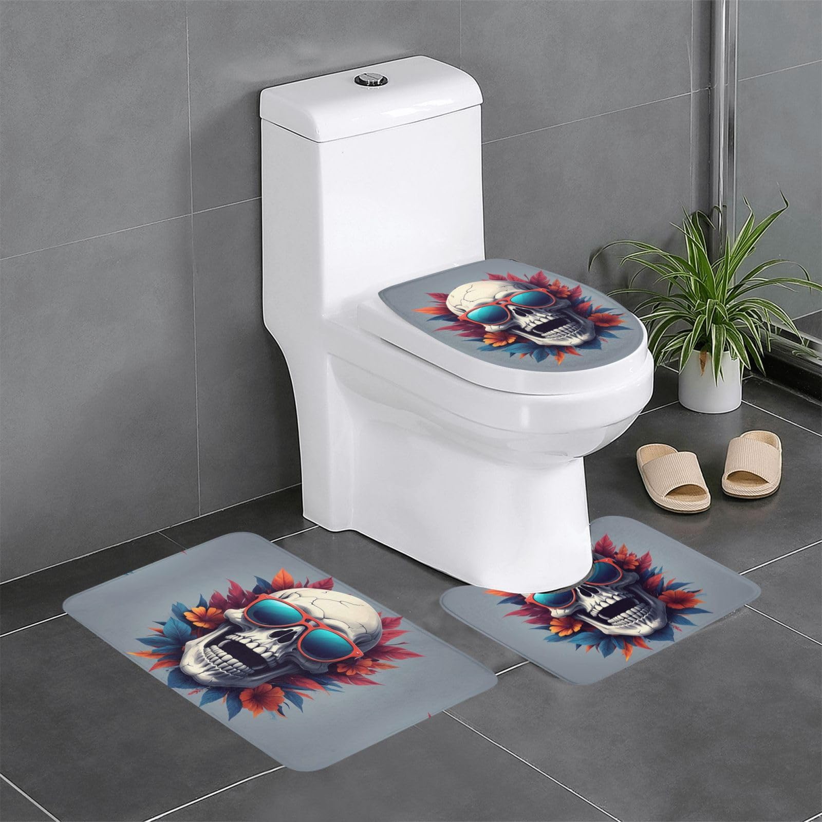 Tapis de salle de bain antidérapant 3 pièces sécurité absolue pour WC et douche