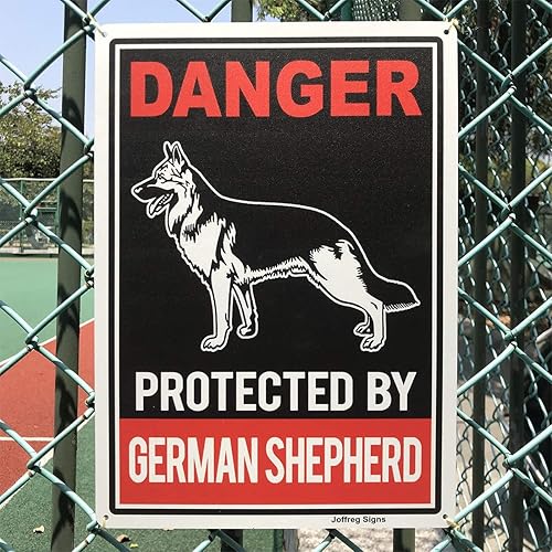 Miniatura 3 de Joffreg Cartel de pastor alemán, cuidado con el perro, 14 x 10 pulgadas, aluminio reflectante, paquete de 2