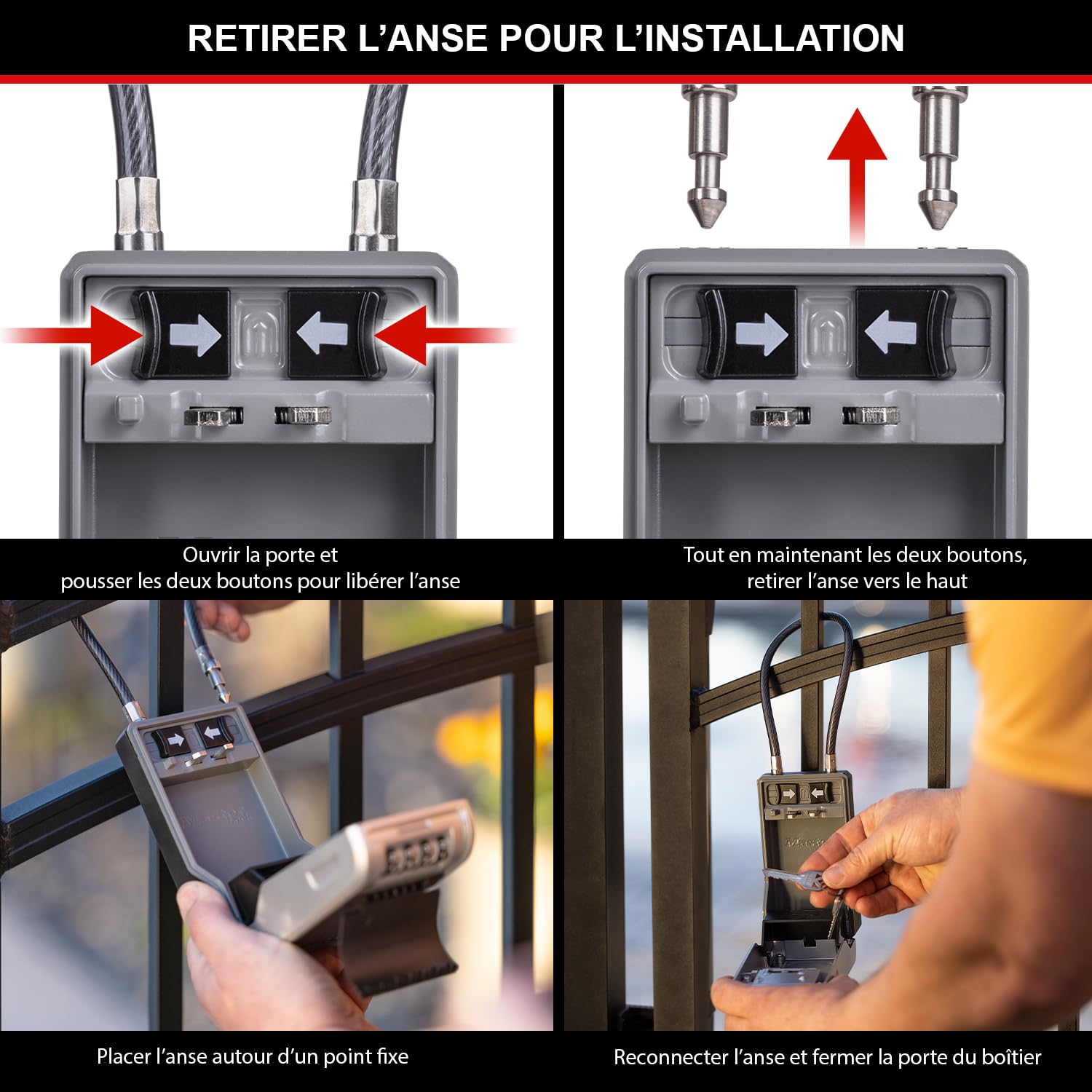 Master Lock Boite a clefs nouveau design, à Anse Flexible, Large Capacité, Haute Sécurité, Extérieur, 19.6 x 7.6 x 5.6 cm