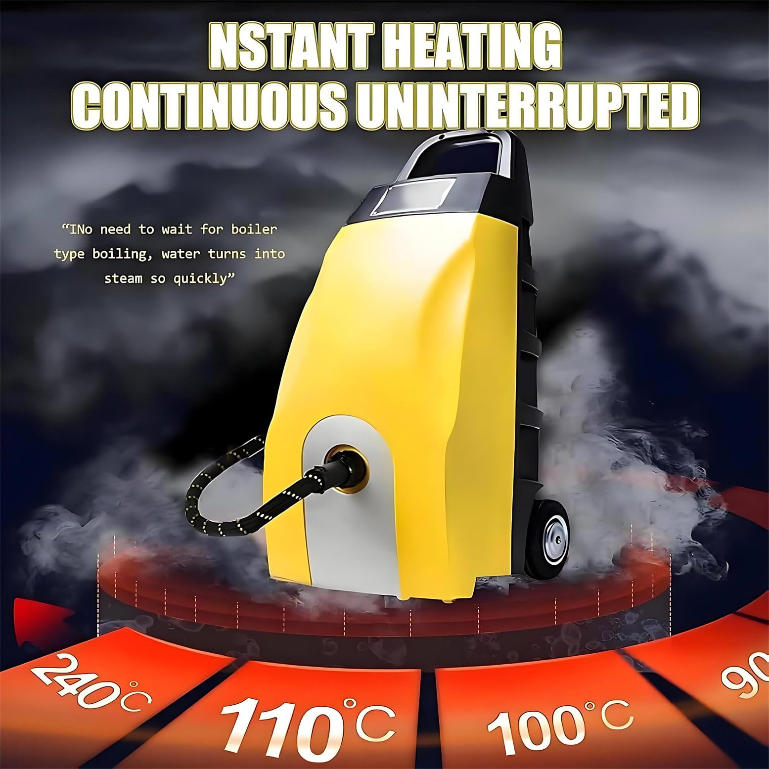 Hidrolimpiadora a Vapor De Alta Presión 2500W, Hidrolimpiadora Eléctrica con Accesorios, Vaporizador Portátil Multiusos 6 En 1 para Lechada, Suelos, Ventanas Y Coches