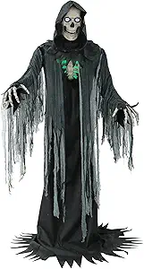 Haunted Hill Farm Motion-Activated 10-Ft. Tall Towering Reaper, Plug-in Talking Scare Prop Animatronic with Spooky Sound Effects and Lights for Indoor or Covered Outdoor Creepy Halloween Decoration
