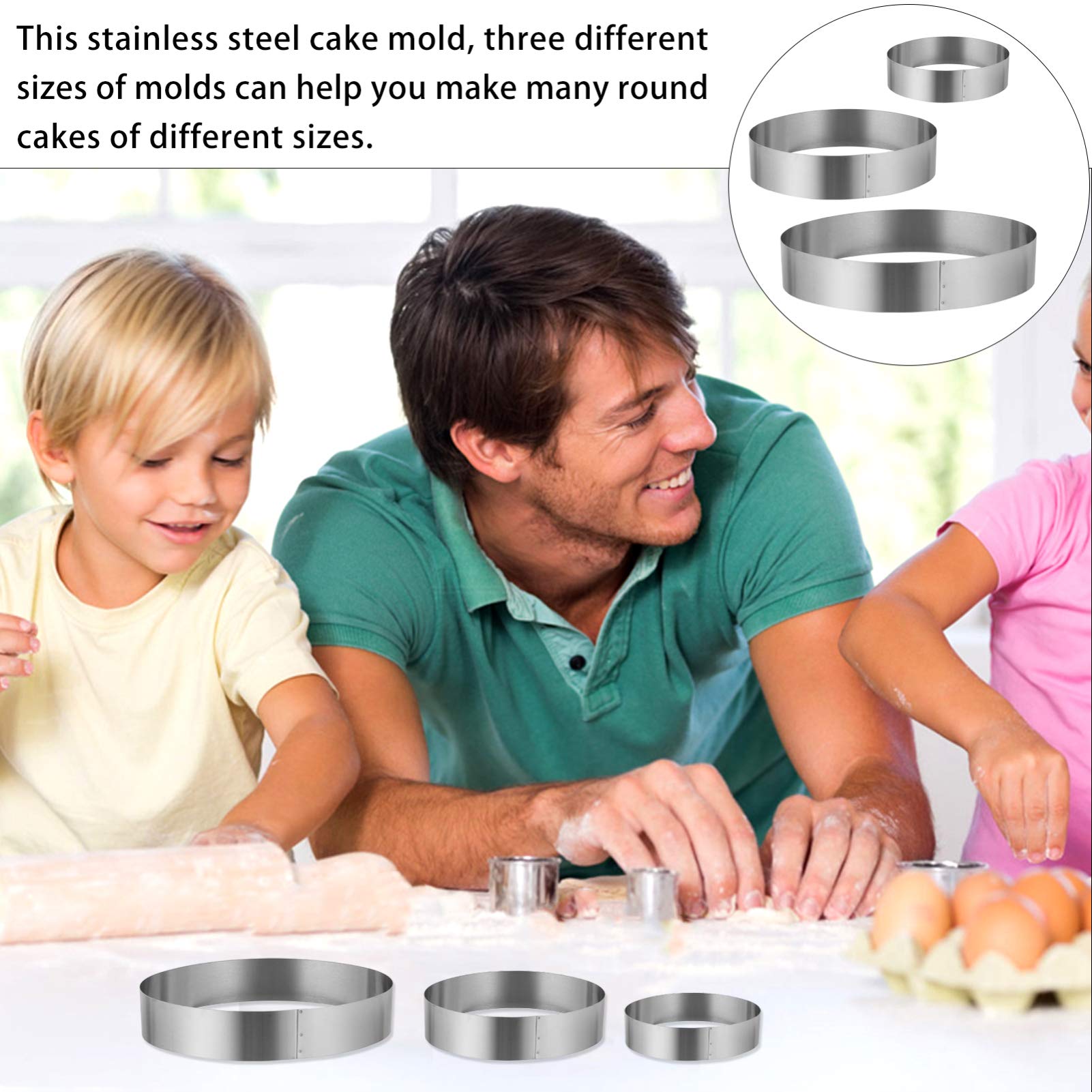 Ciieeo 3pcs Cake Mold Ring Set Tart Baking Molds Oval Pan Non-stick Stainless Steel Easy Demoulding