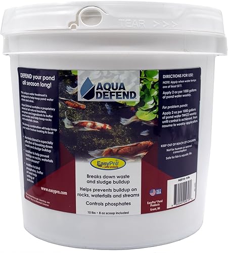 EasyPro AQD10 Aqua Defend - Tratamiento de agua natural para estanquesaditivo de cubo de 10 libras para unir fosfatos, pH tampón y ayudar a