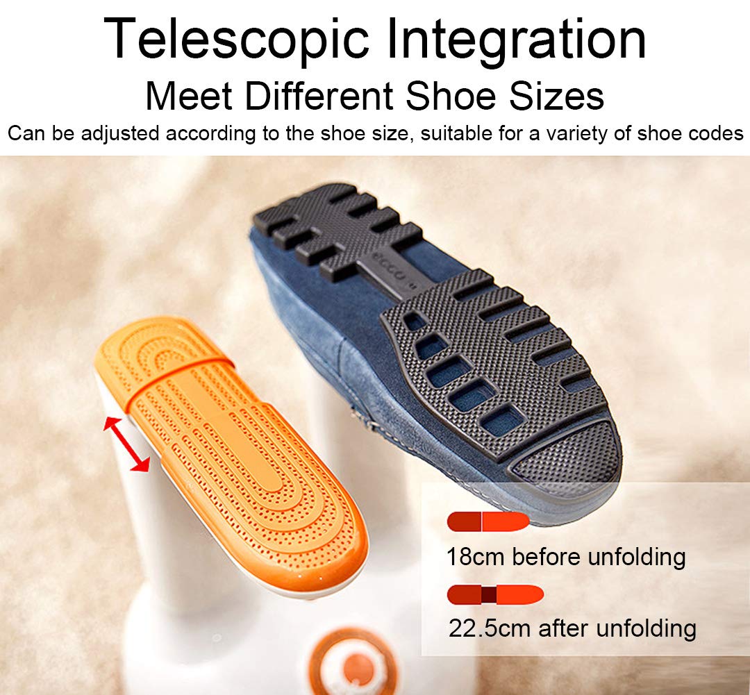 Secador De Zapatos, 160W Gran Alcance Retráctil Eléctrico Maquina De Zapatos Caliente 6-Speed para Zapato/Cargadores/Guantes/Calcetines Esterilización Desodorización, 220V, Blanco