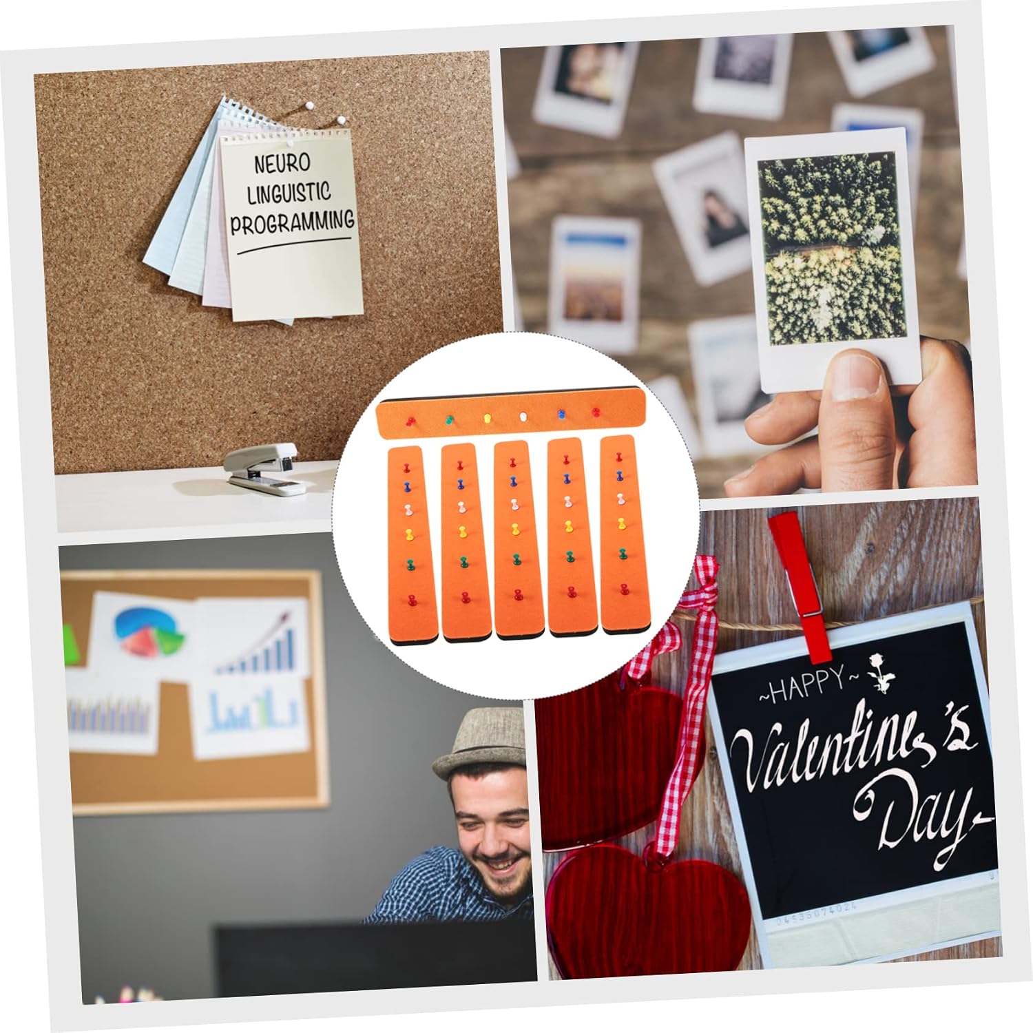 KALLORY Self-Adhesive Felt Bulletin Board Strips Small Notice Board for Wall Memo Felt Strips for Home Office Accessories 10-Piece Set Easy to Use