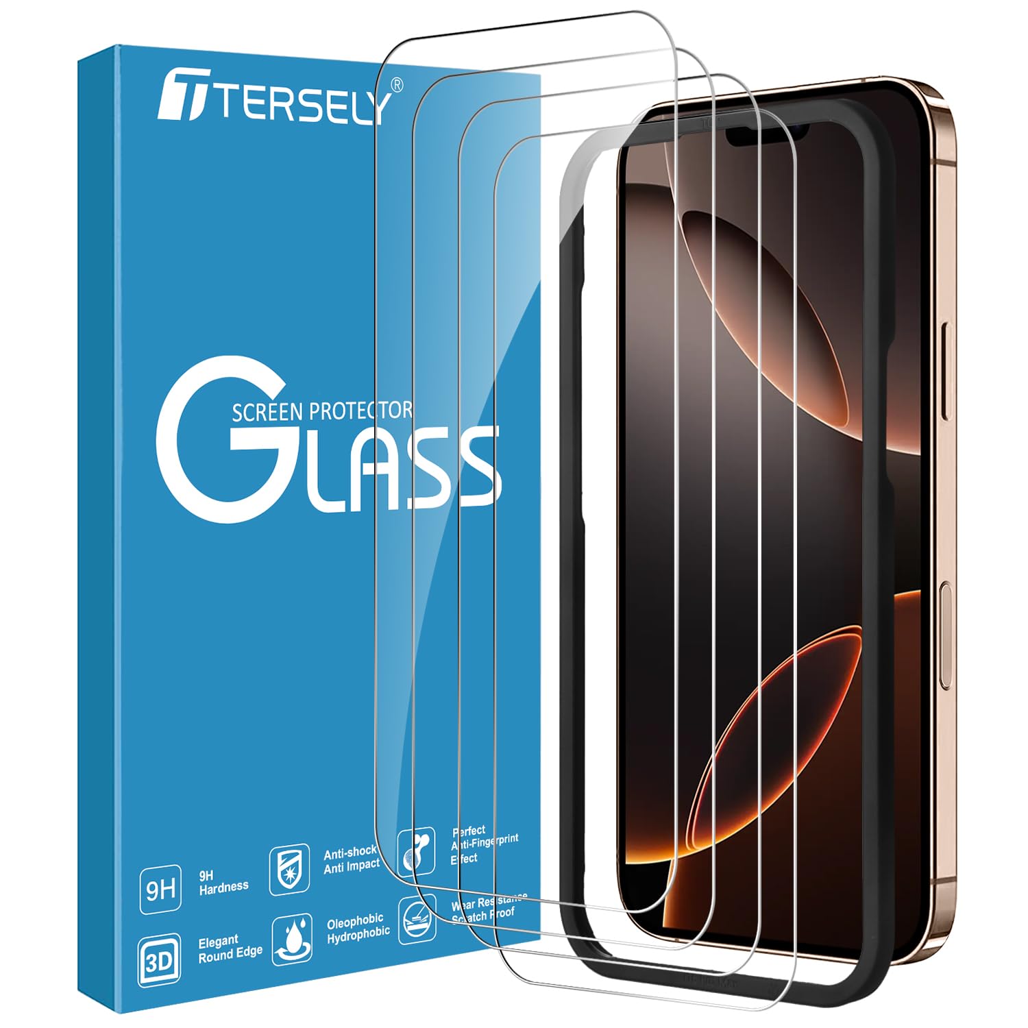 T Tersely [4 Pack] Screen Protector for iPhone 16 Pro Max (6.9 inch), Tempered Glass with Installation Alignment Frame,Case Friendly,HD Clear