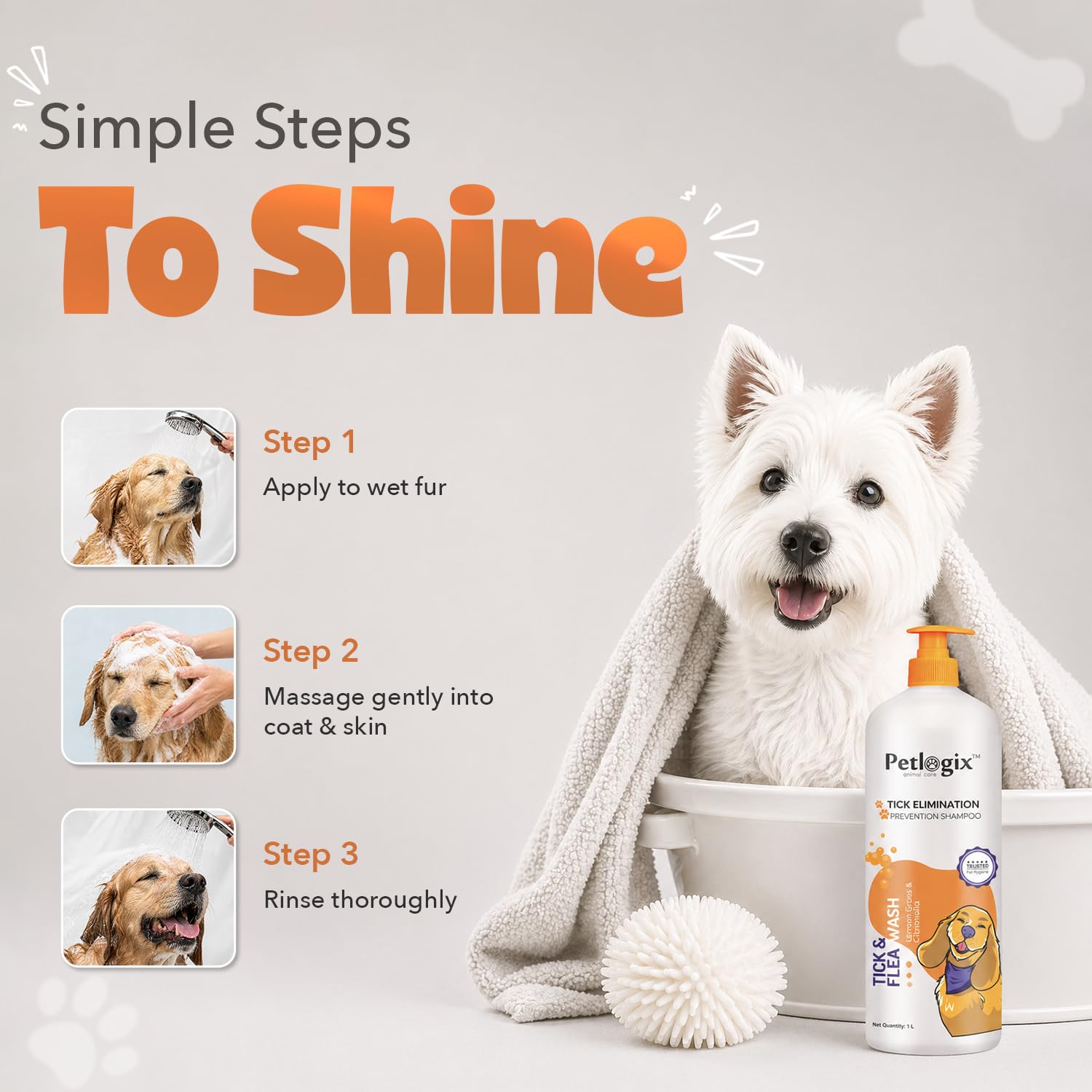 Petlogix Tick & Flea Dog Shampoo with Citronella & Lemongrass, Anti Itch Coat Cleanser for Dogs & Cats, Soothes Skin & Reduces Itching, SLS & Paraben Free (1 Litre) 4