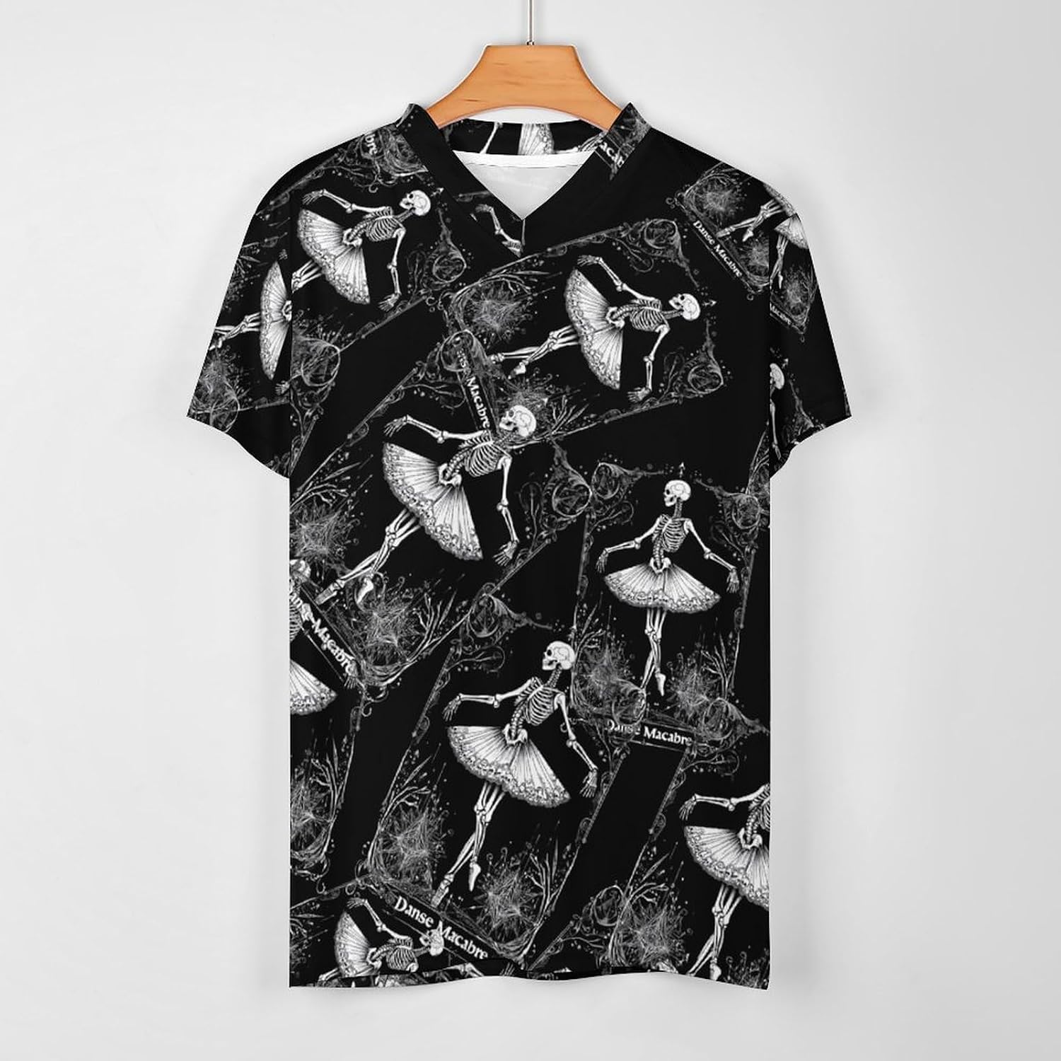 Danse Macabre Men's Running Shirts V Neck Short Sleeve T Shirt Football Jersey Sport Tops 6X-Large