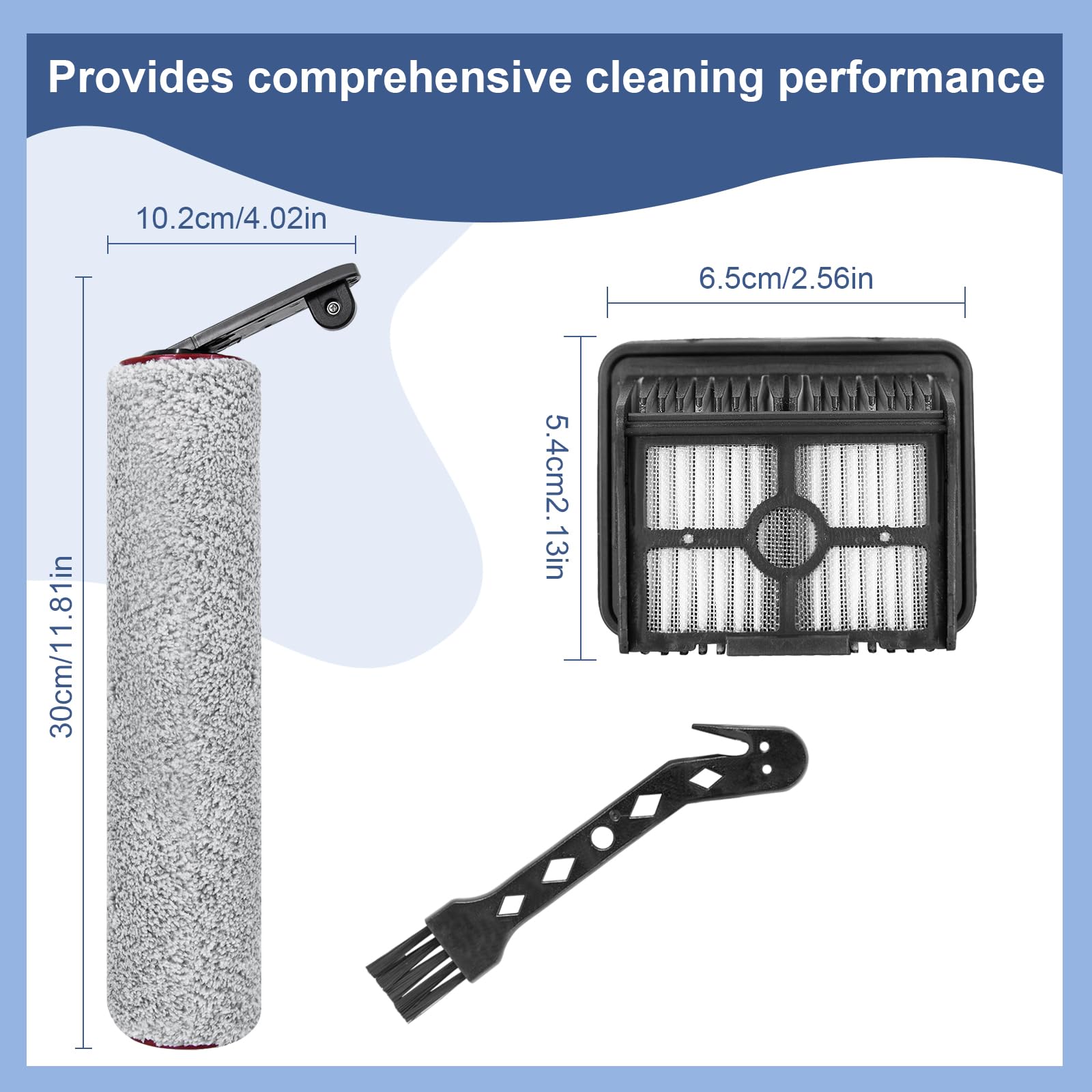 Kit Accessoires Pour Roborock Flexi Lite : 2 Brosses Rouleaux + 4 Filtres HEPA + 1 Brosse De Nettoyage - Rechange Original
