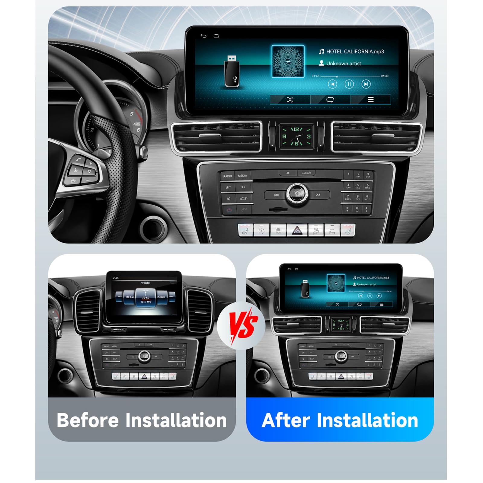 CarPlay Android Auto per B-enz ML GL GLE GLS W166 X166 2015-2019 Stereo