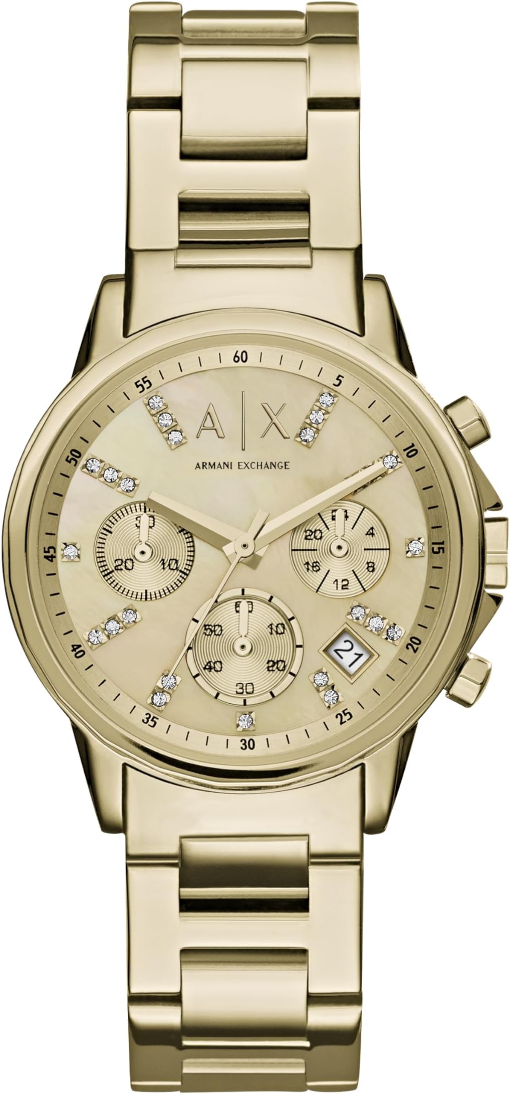 Armani Exchange Women's AX4327 Gold Stainless-Steel Plated Japanese Quartz Dress Watch