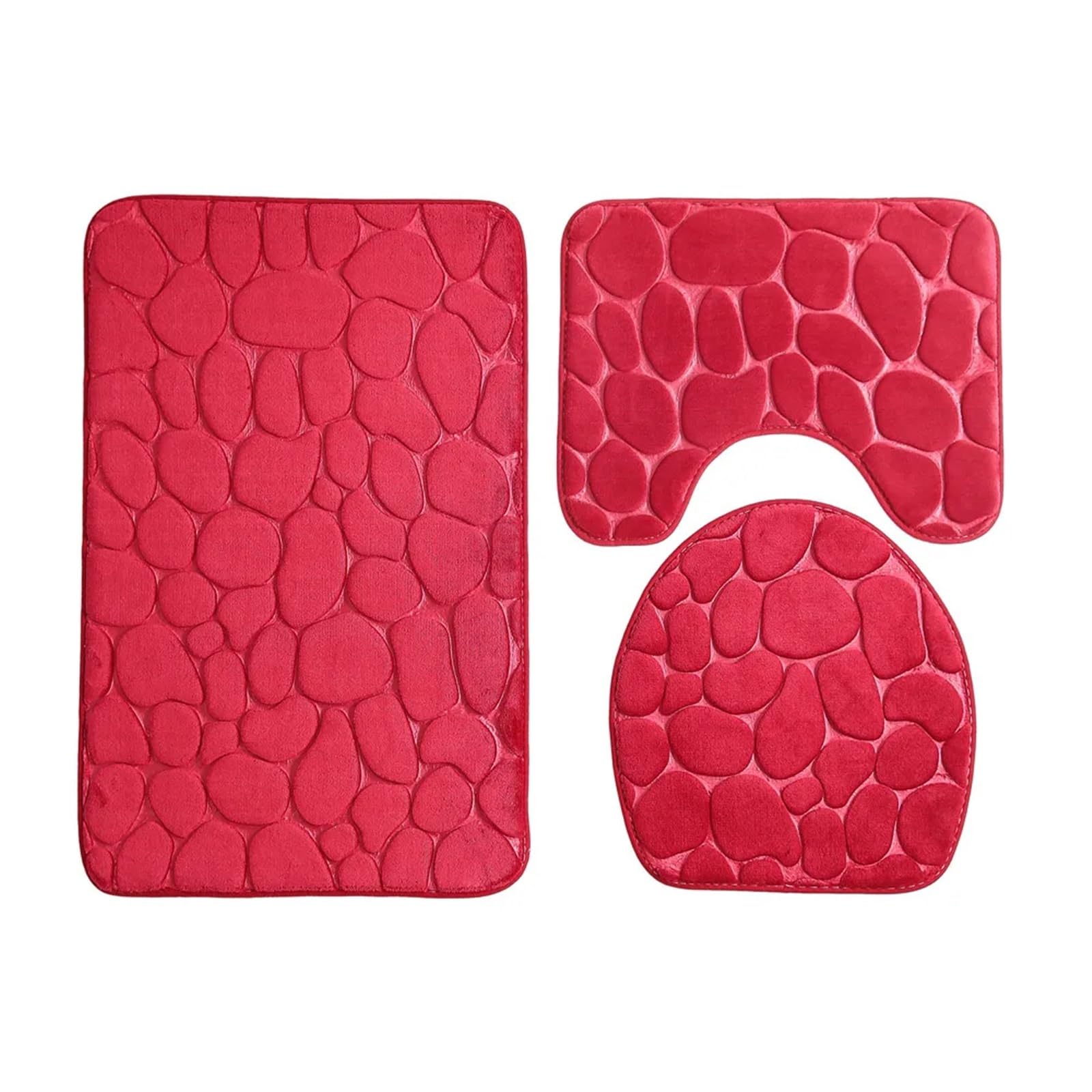 Tapis de douche rouge à galets pour une décoration de baignoire cosy