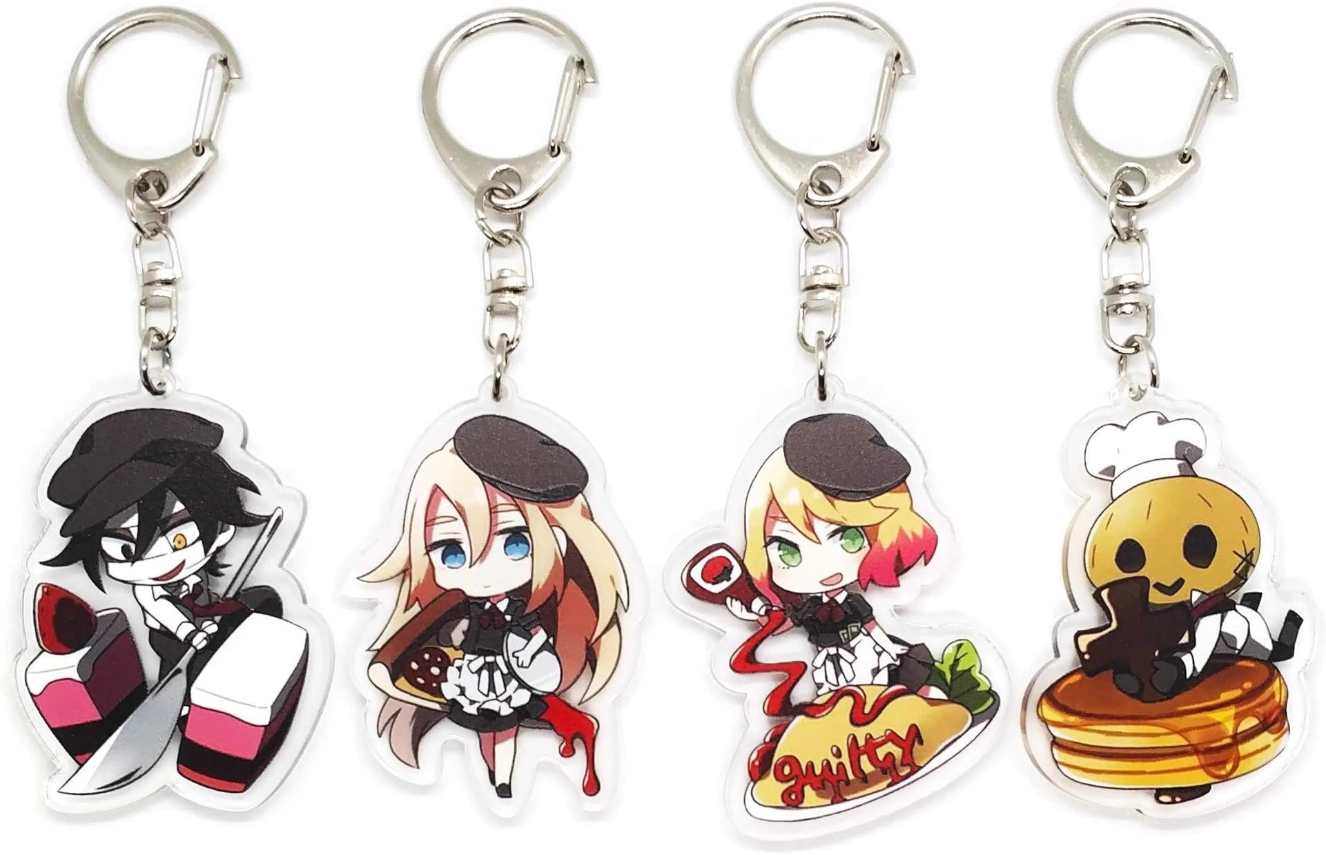 Inc. - Set of 4 Angels Of Death Acrylic Keychain Rachel Gardner, Isaac Foster, Catherine Ward, Edward Mason, Multicolored, Pendant Height: 2 inches