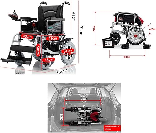Miniatura 6 de NEOCHY Silla de ruedas portátil de moda portátil plegable compacta ayuda a la movilidad motorizada silla de ruedas scooter para viajes hogar