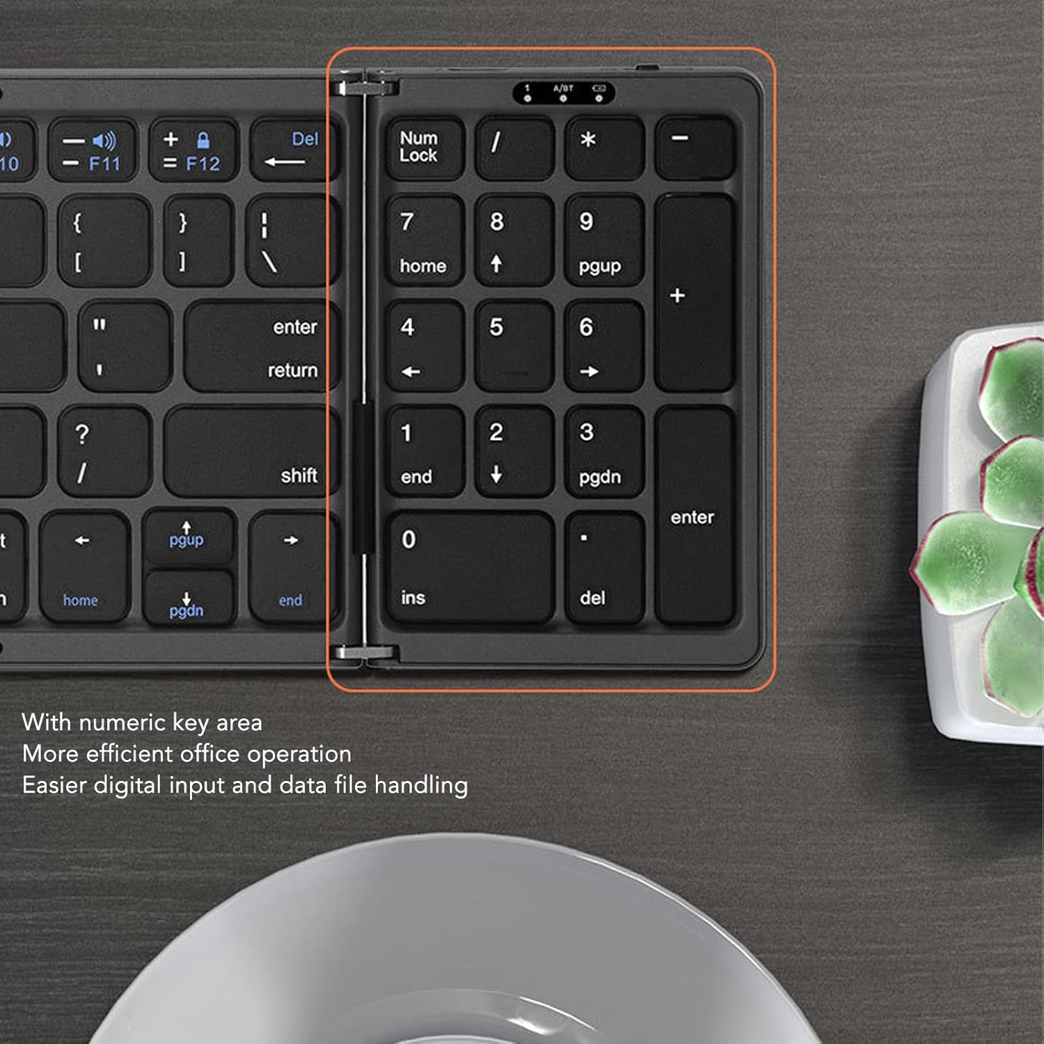 Denash Foldable Bluetooth Keyboard,Portable Pocket Size Wireless Keyboard,Folding Travel Keyboards with Numbpad for PC, Tablet and Laptop