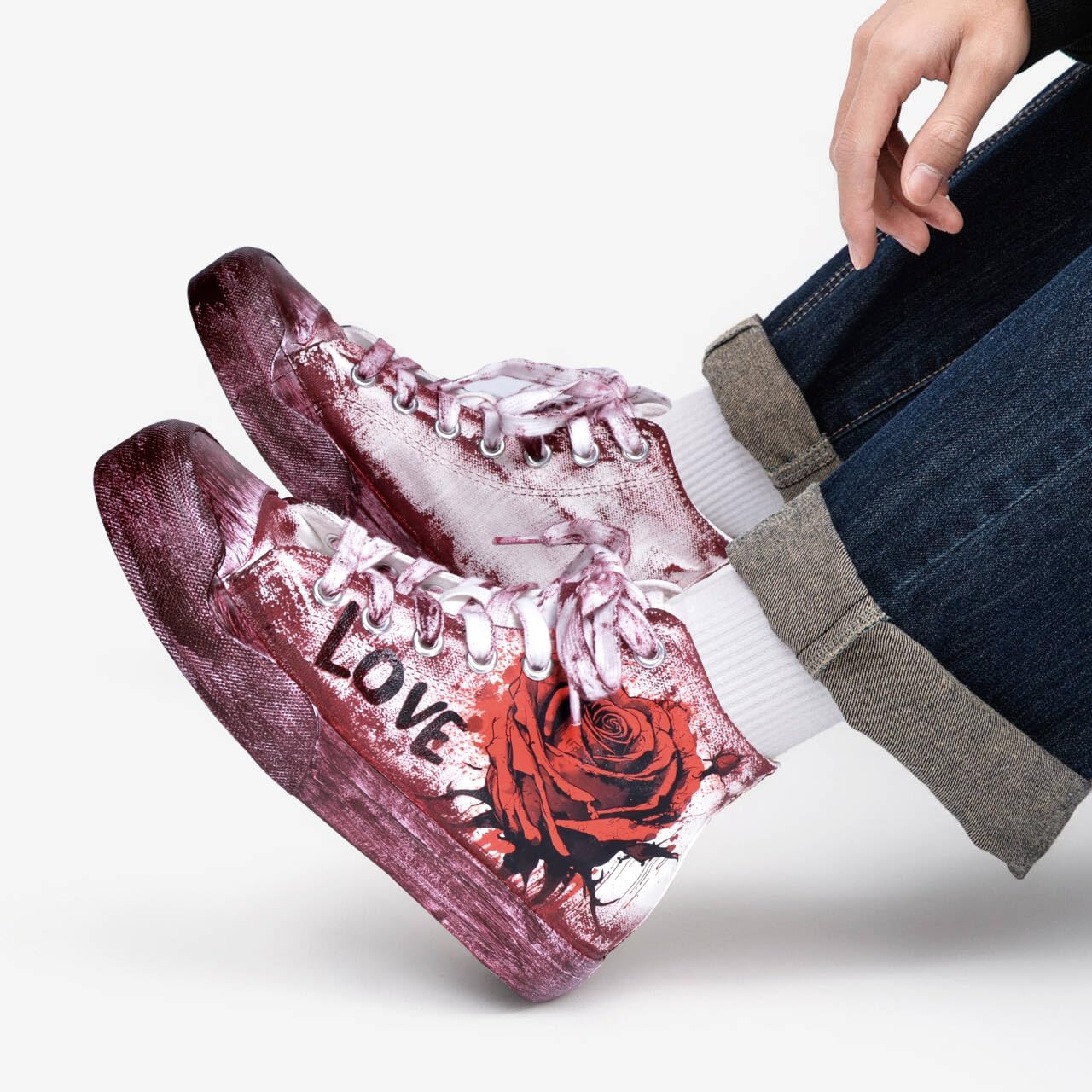 Women's Fashion Sneakers Men's High-Top Heart & Love Graffiti Design Casual Street Style for Everyday Wear - Image 5