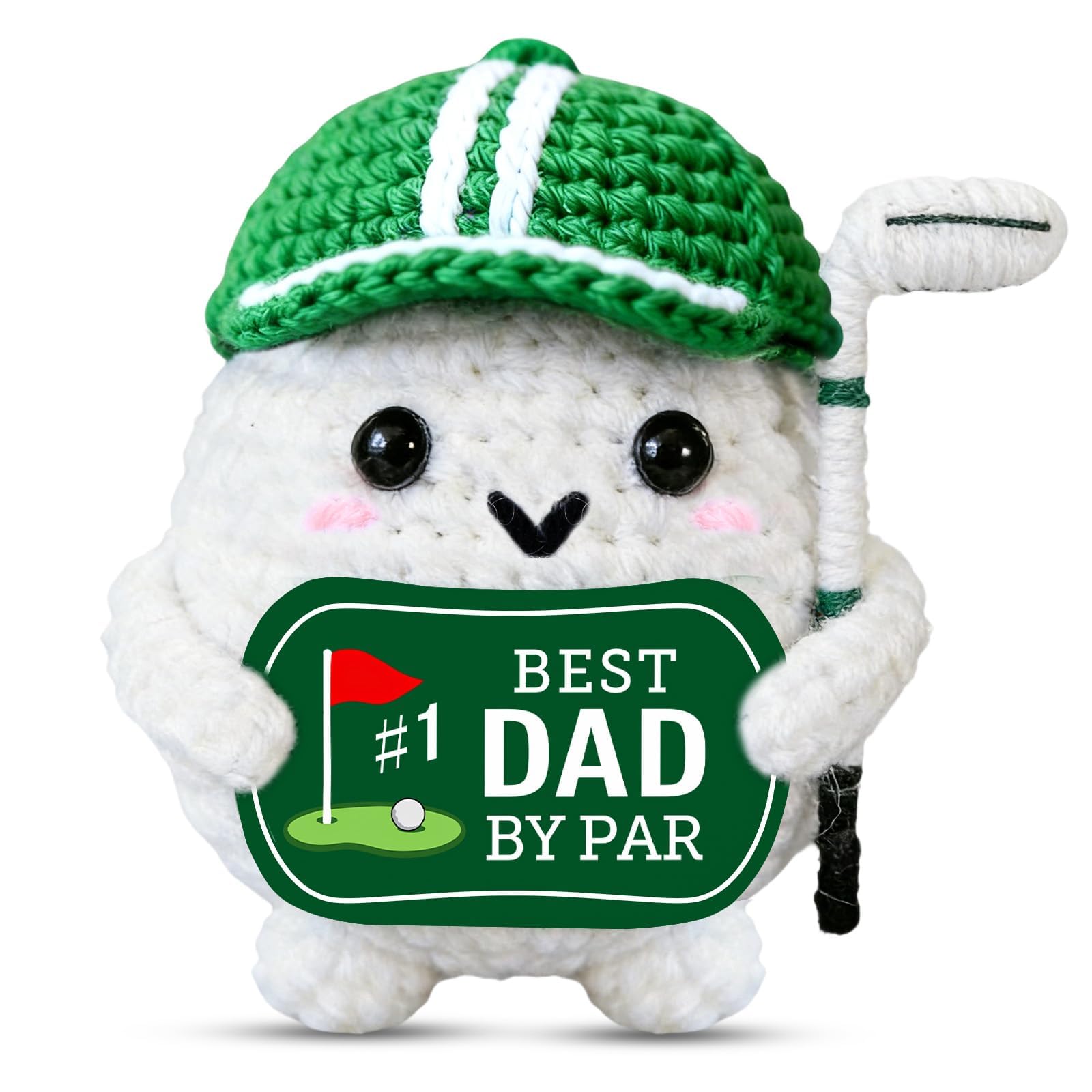 Positive Crochet Golf Gifts for Best Dad Birthday Father's Day Christmas from Daughter Son,Funny Father Day Best Gifts for Him Golfer,Handmade Knitted Crochet Golf Accessories for Men