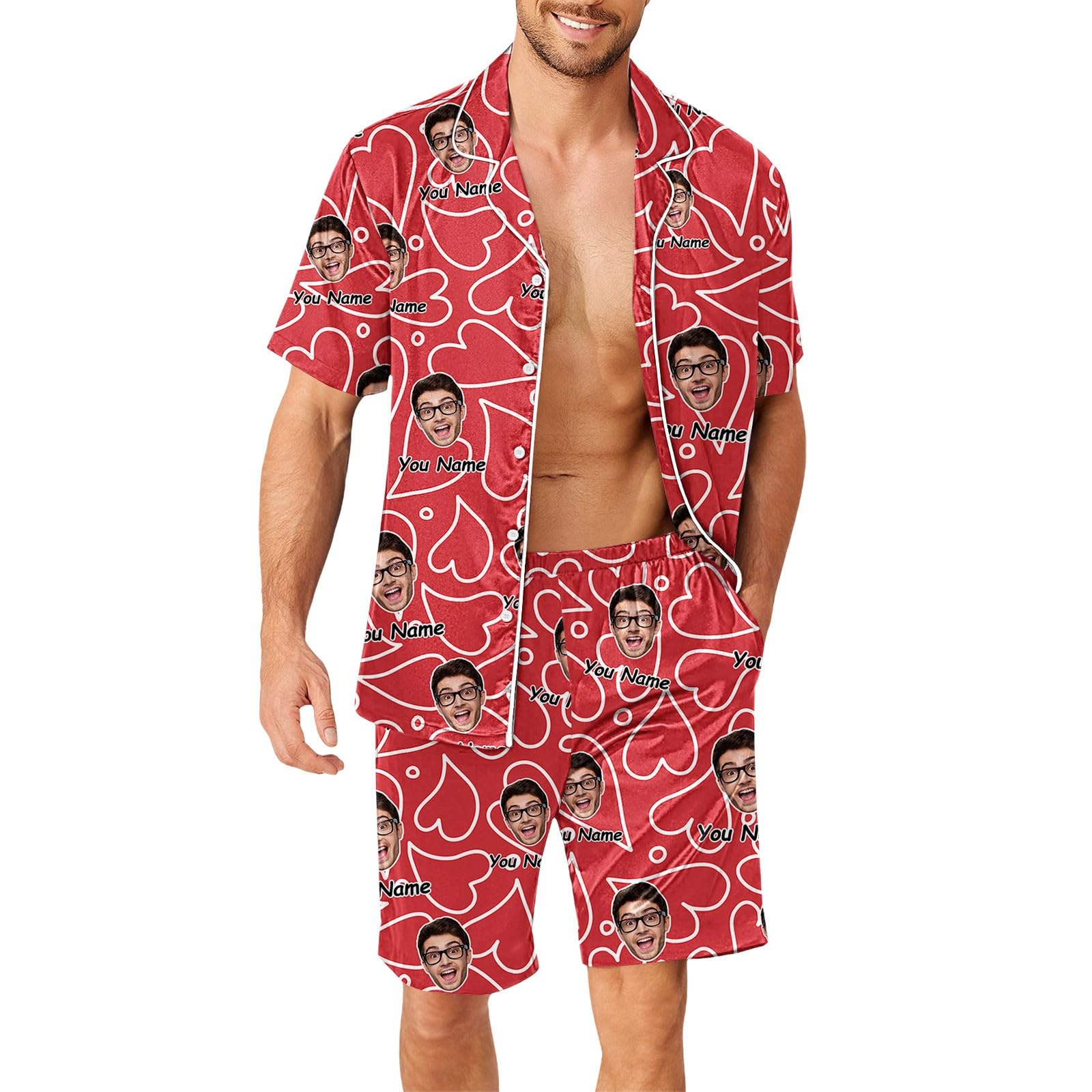 Generisch Conjunto de pijama original para hombre, pantalones divertidos para hombres y mujeres, parejas a juego, unisex, nombres personalizados, suéter para hombre.