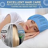 Vista 3 de Chuarry 4 gorros de malla para dormir por la noche, redes de pelo rizado, gorras de dormir para mujeres (rosa, azul lago)