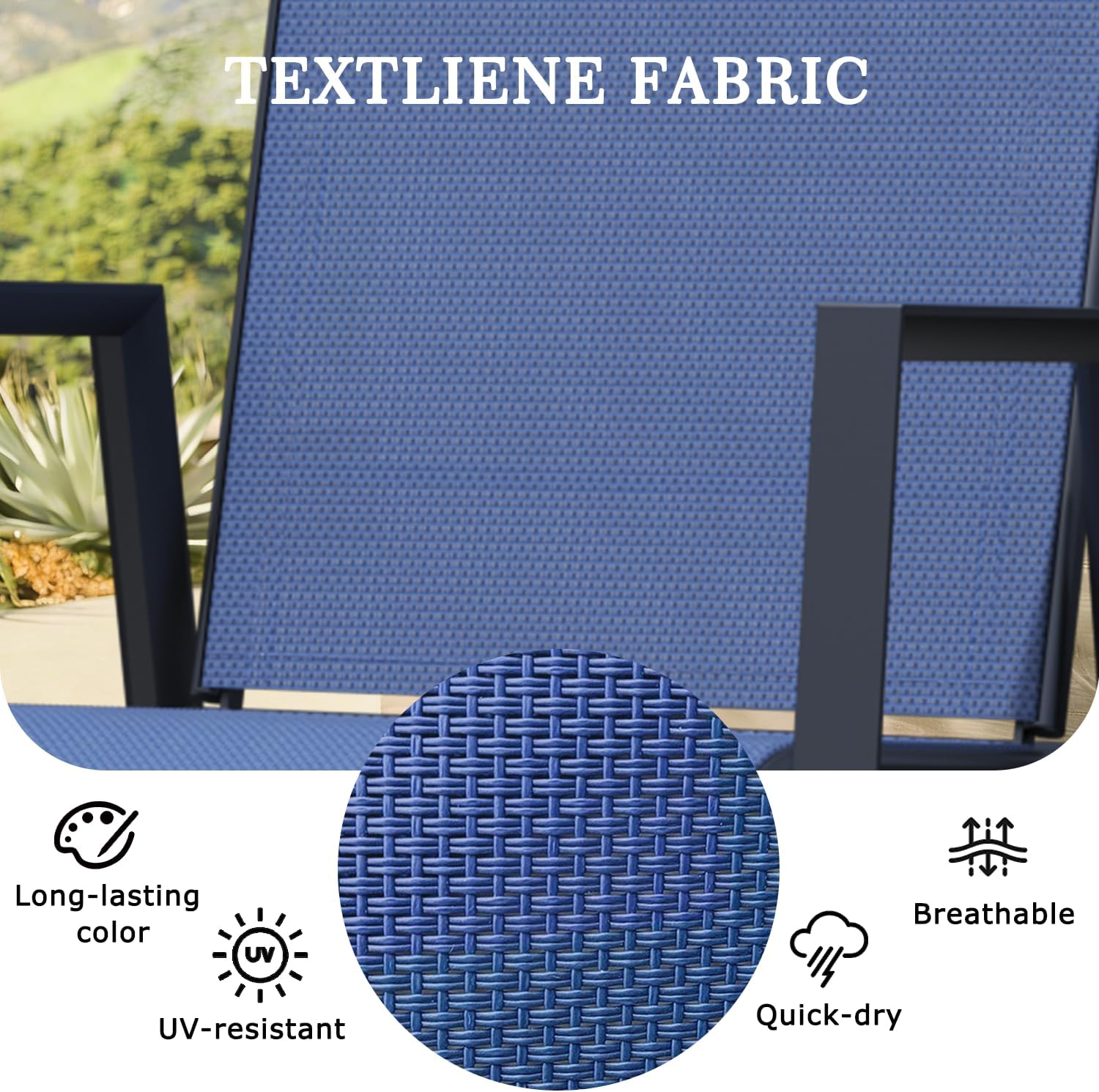 Outdoor Patio Bar Stools Set of 2, Stackable Counter Height Short Bar Chair, Patio High Furniture Chair Set, Outdoor Furniture, All-Weather Seat for Backyard and Balcony, Blue