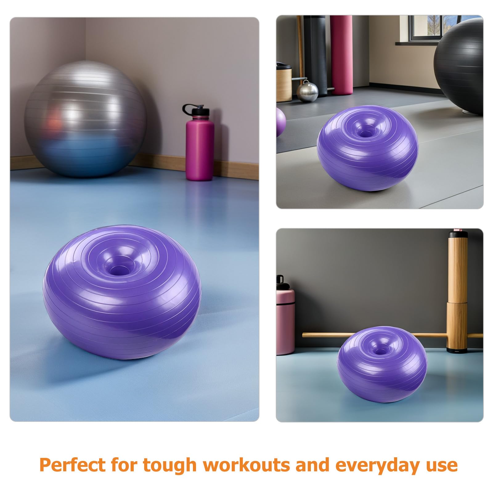 PACKOVE Pelota de Pilates con Forma de Donut, Superficie Antideslizante y Material PVC, a Prueba de Explosiones, Incluye Bomba de Aire para Ejercicios en Casa y Yoga