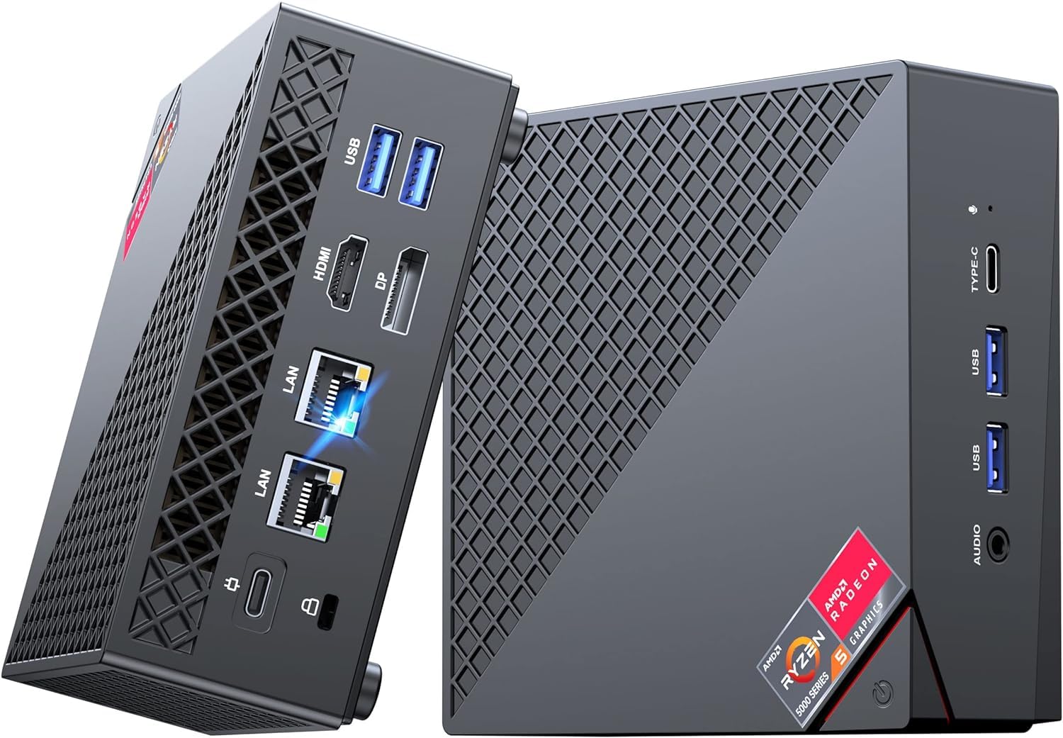 NiPoGi AMD Mini PC Ryzen 5 5500U,32GB DDR4 (3200MHz Dual Channel) 512GB NVMe SSD Mini Computer with Triple Display 4K@60Hz,HDMI/DP/Type-C/WiFi/2x Ethernet,AM0PRO Small PC for Gaming/office/Busniss