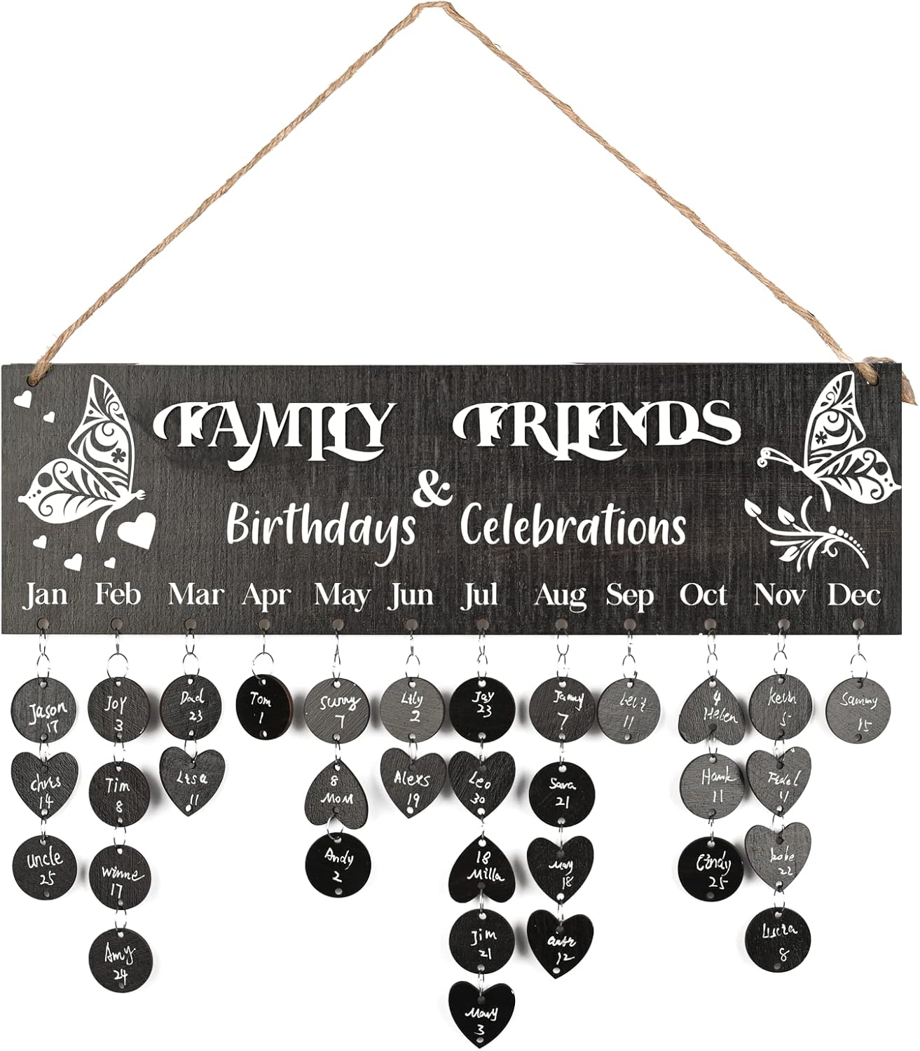DIY Wooden Family Birthday Reminder Calendar Board with 100