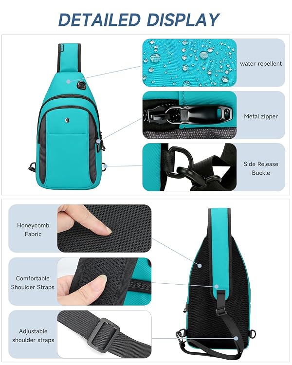 baaob Anti-Theft Sling Bag for Women, Water Resistant Crossbody Backpack, Travel Hiking Chest Pack, Summer Travel Essentials for Beach, Theme Park & College, Fits 11 inch iPad & Switch 2, Turquoise by baaob - Used condition - Image 5