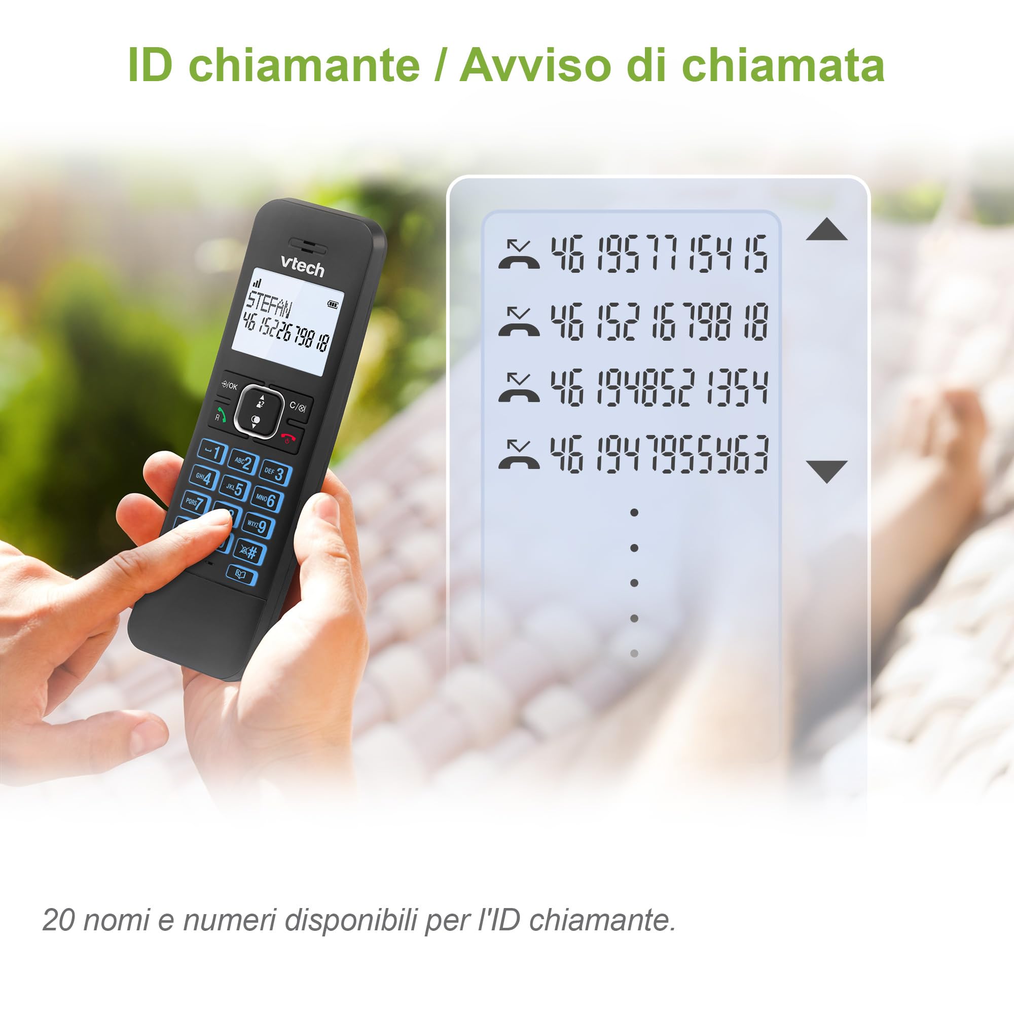 VTech LS1000 Telefono cordless Casa con vivavoce, telefono fisso DECT, doppia ricarica, identificatore di chiamata/attesa, display e tastiera retroilluminati, modalità ECO, 50 Rubrica nomi e numeri