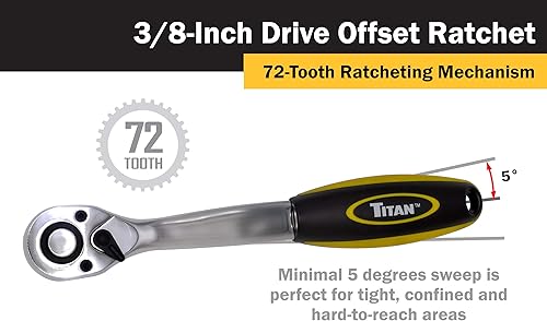 Miniatura 5 de Titan 12043 Trinquete de liberación rápida con desplazamiento de liberación rápida de 72 dientes de 38 pulgadas x 8 pulgadas