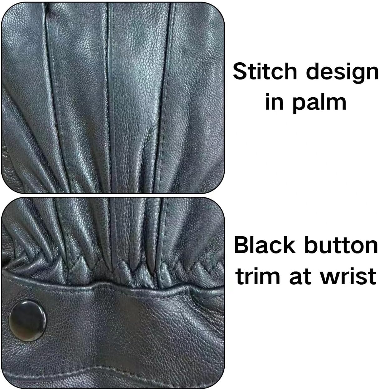 Genuine Sheepskin Leather Gloves for Men, Winter Warm Touchscreen Gloves Fleece Lining M031US - Image 4