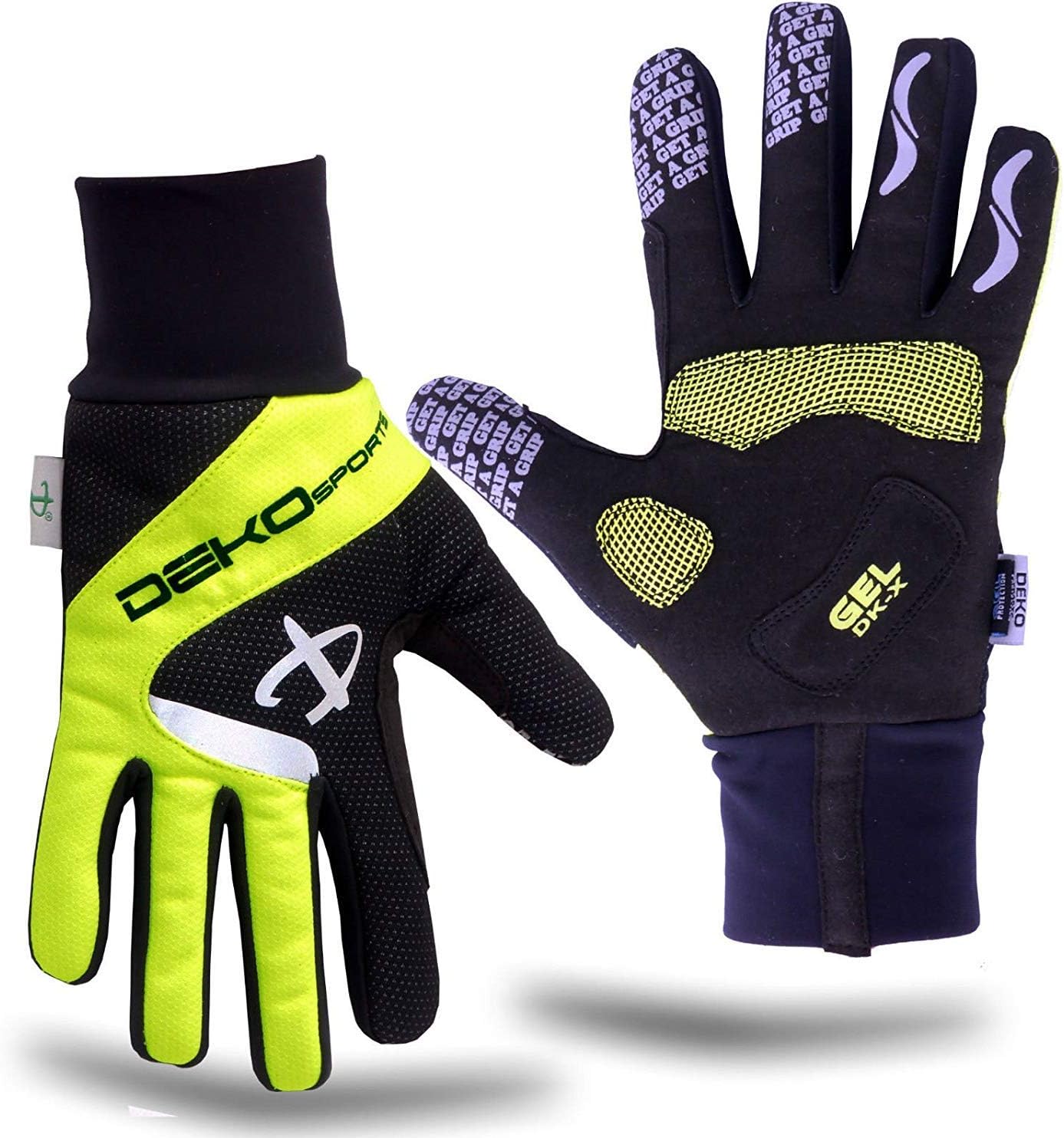 Deko Torque Magma Full Finger Cycling Biking Glove, Black, Hi Viz, (Medium-8ins)