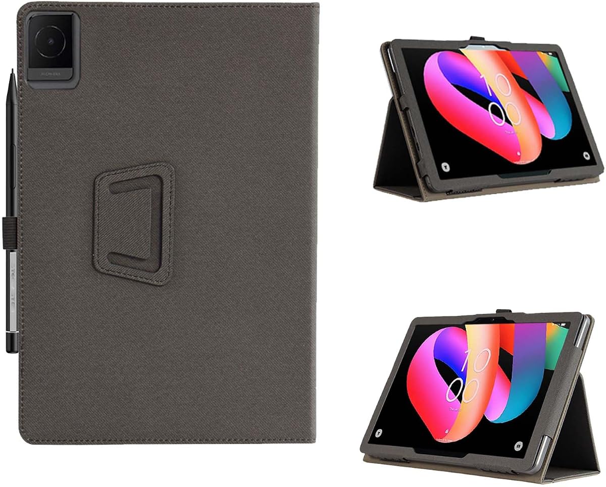 Funda para tableta TCL TAB 10L Gen 4 de 10,1 pulgadas, ángulos de visión múltiples, funda delgada y ligera con soporte para TCL TAB 10L Gen 4 con correa de mano y portalápices, color negro