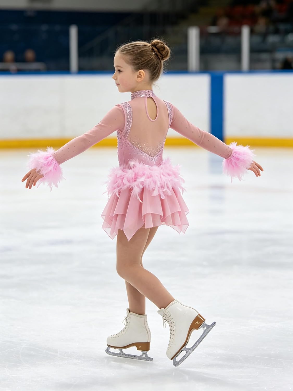 Jhaoyu Girls Kids Ice Skating Dress Lyrical Dance Dress