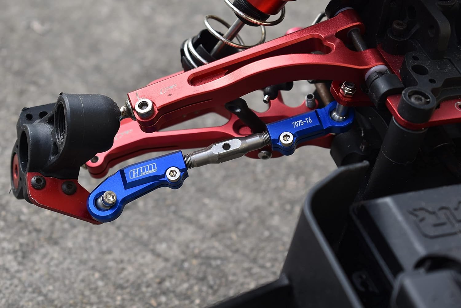 GPM for Arrma 1:7 Mojave 6S-ARA10058 / Mojave 6S V2-ARA7604V2 Upgrade Parts Aluminum 7075-T6 + Stainless Steel Adjustable Front Steering Tie Rod - Red