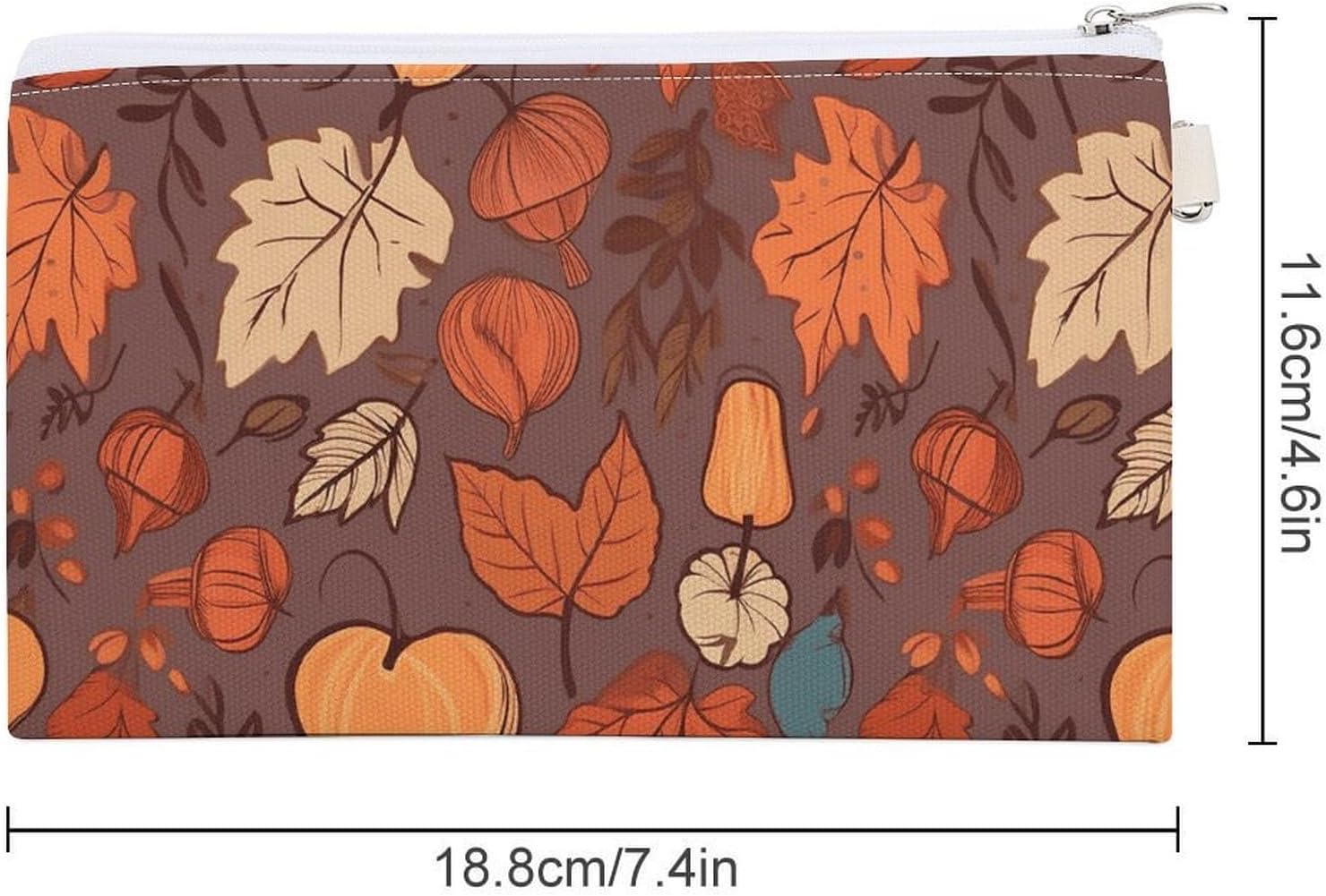 Fall Coin Purse Pouch for Men Women Travel Portable Check Wallet Zipper Bank Bag Canvas Coin Wallet Money Bag 7.4 in X 4.6 in Money Pouch Lightweight Change Holder