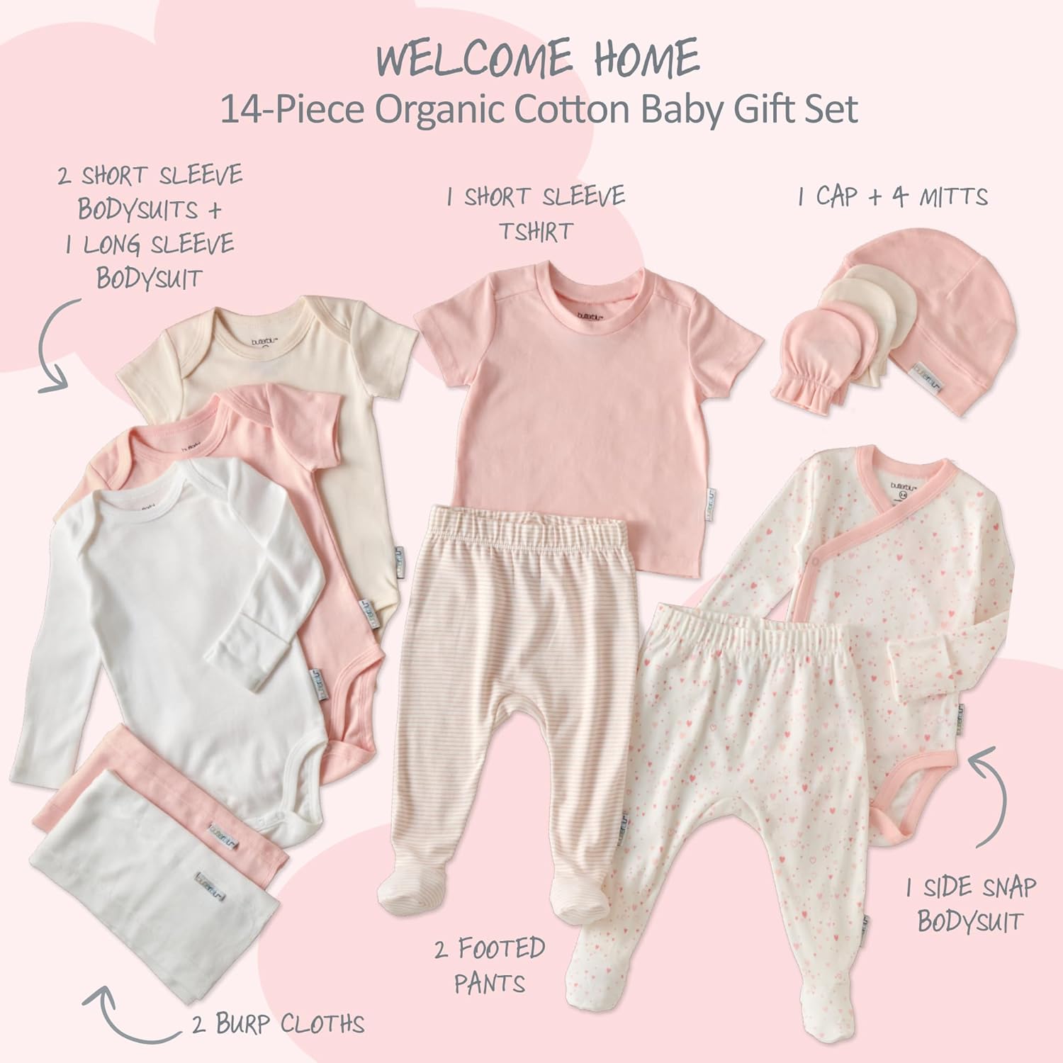Welcome Home 14-Piece Baby Gift Set Organic Cotton Layette Clothing in Box for Boys & Girls - Image 3