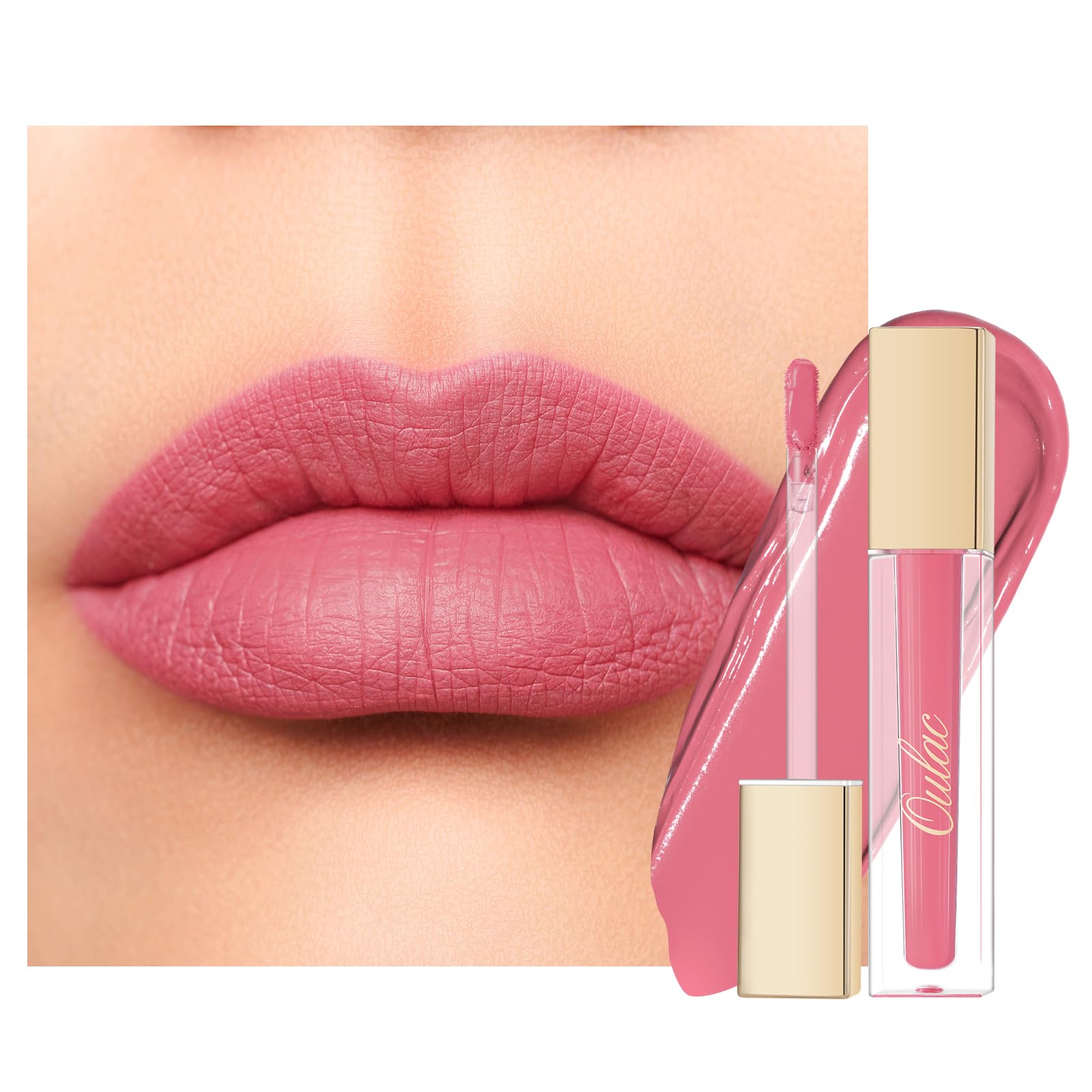 Oulac Matte Pink Lipstick for Women Pink Liquid Lipstick Long Lasting Lip Stain, Creamy High Impact Lipcolour